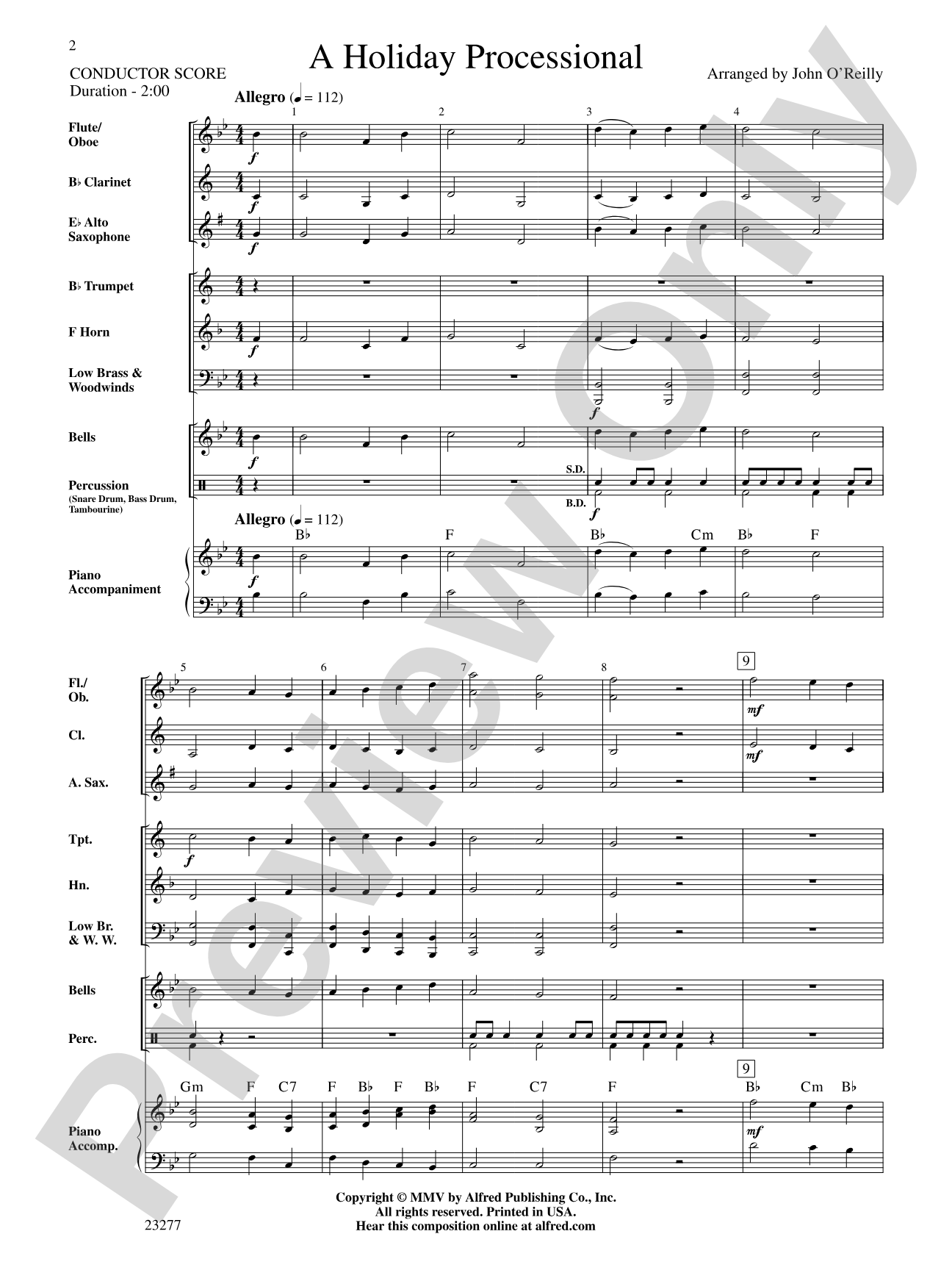 A Holiday Processional: Concert Band Conductor Score & Parts
