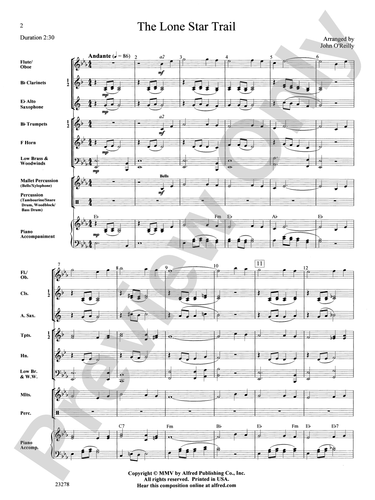The Lone Star Trail: Concert Band Conductor Score & Parts
