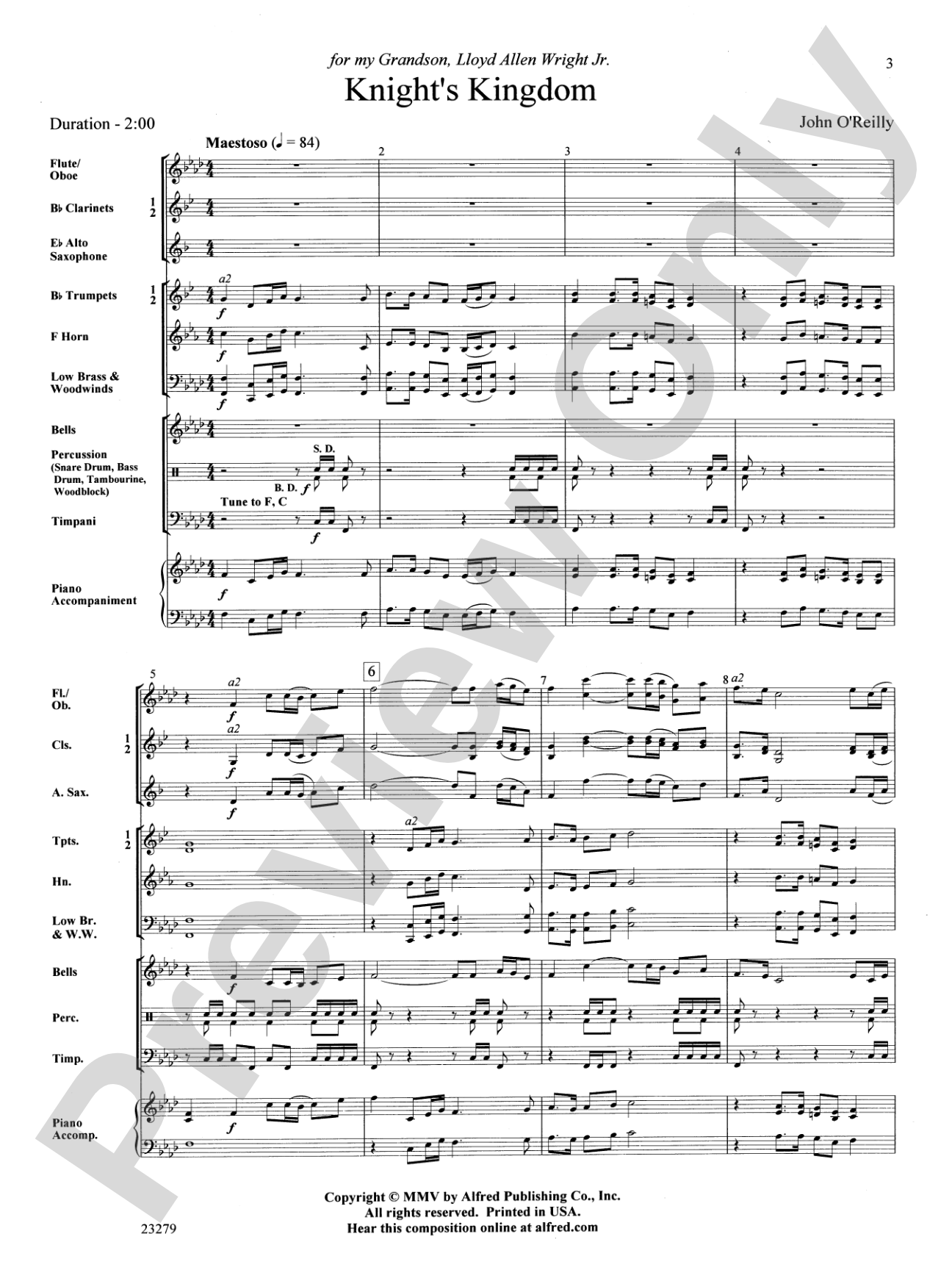 Knight's Kingdom: Concert Band Conductor Score & Parts