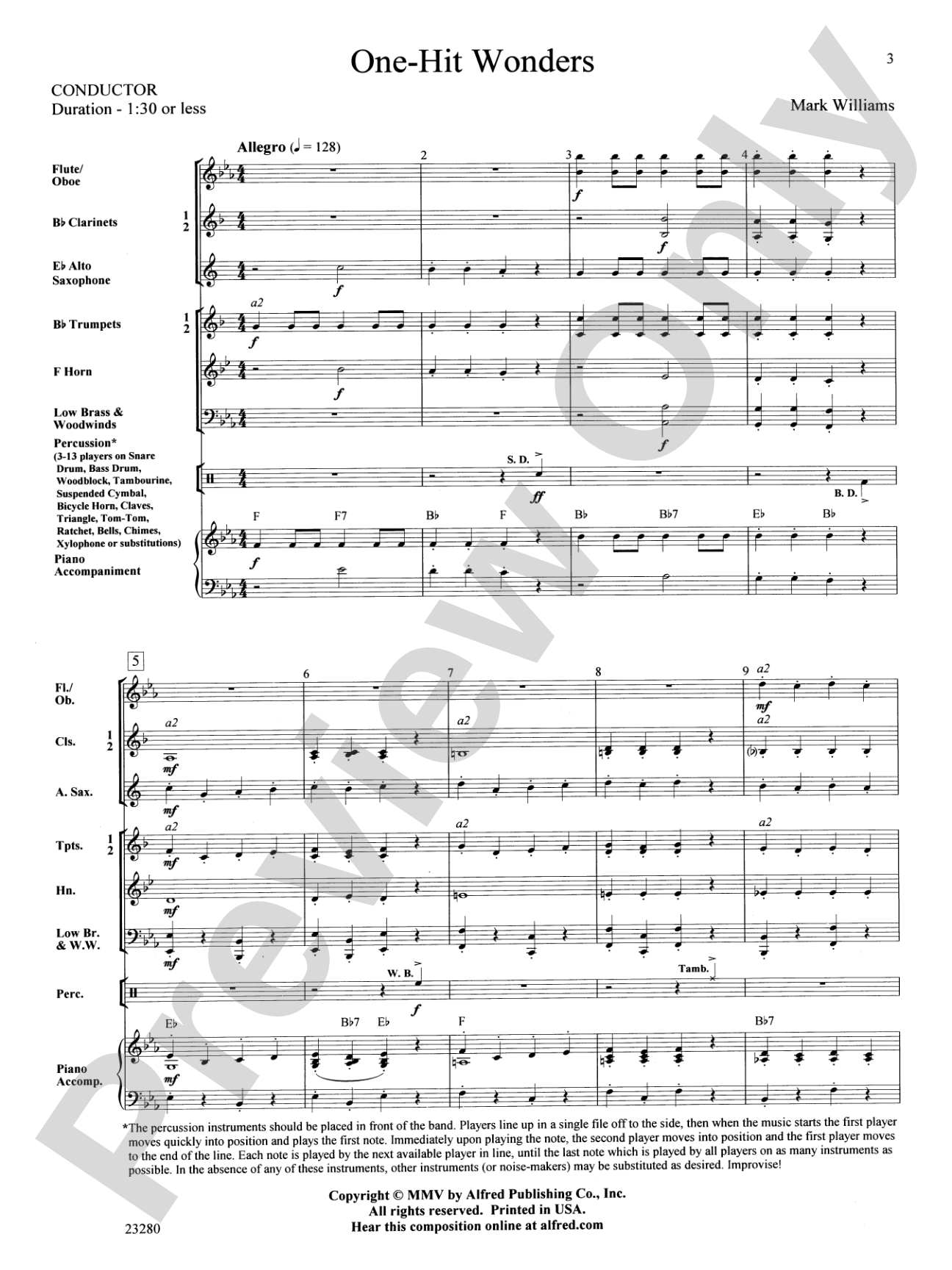 One-Hit Wonders: Concert Band Conductor Score & Parts