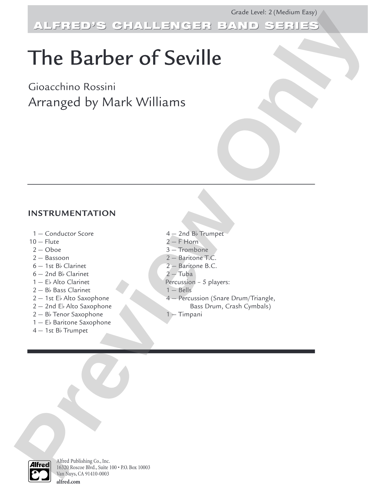 The Barber of Seville: Concert Band Conductor Score & Parts