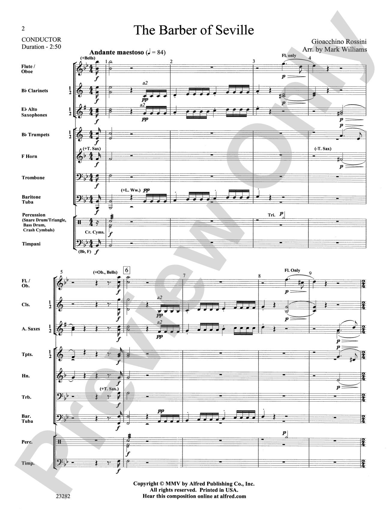 The Barber of Seville: Concert Band Conductor Score & Parts