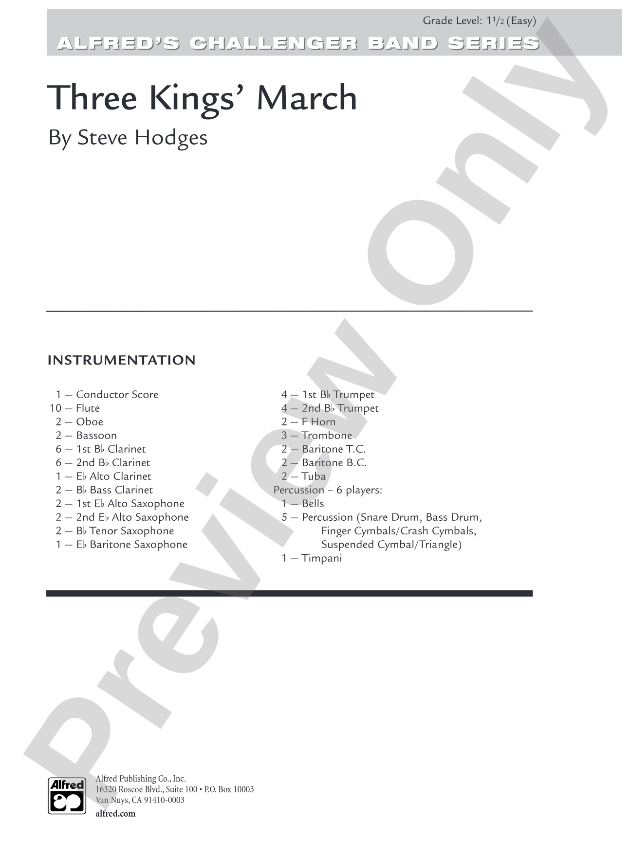 Three Kings' March: Concert Band Conductor Score & Parts