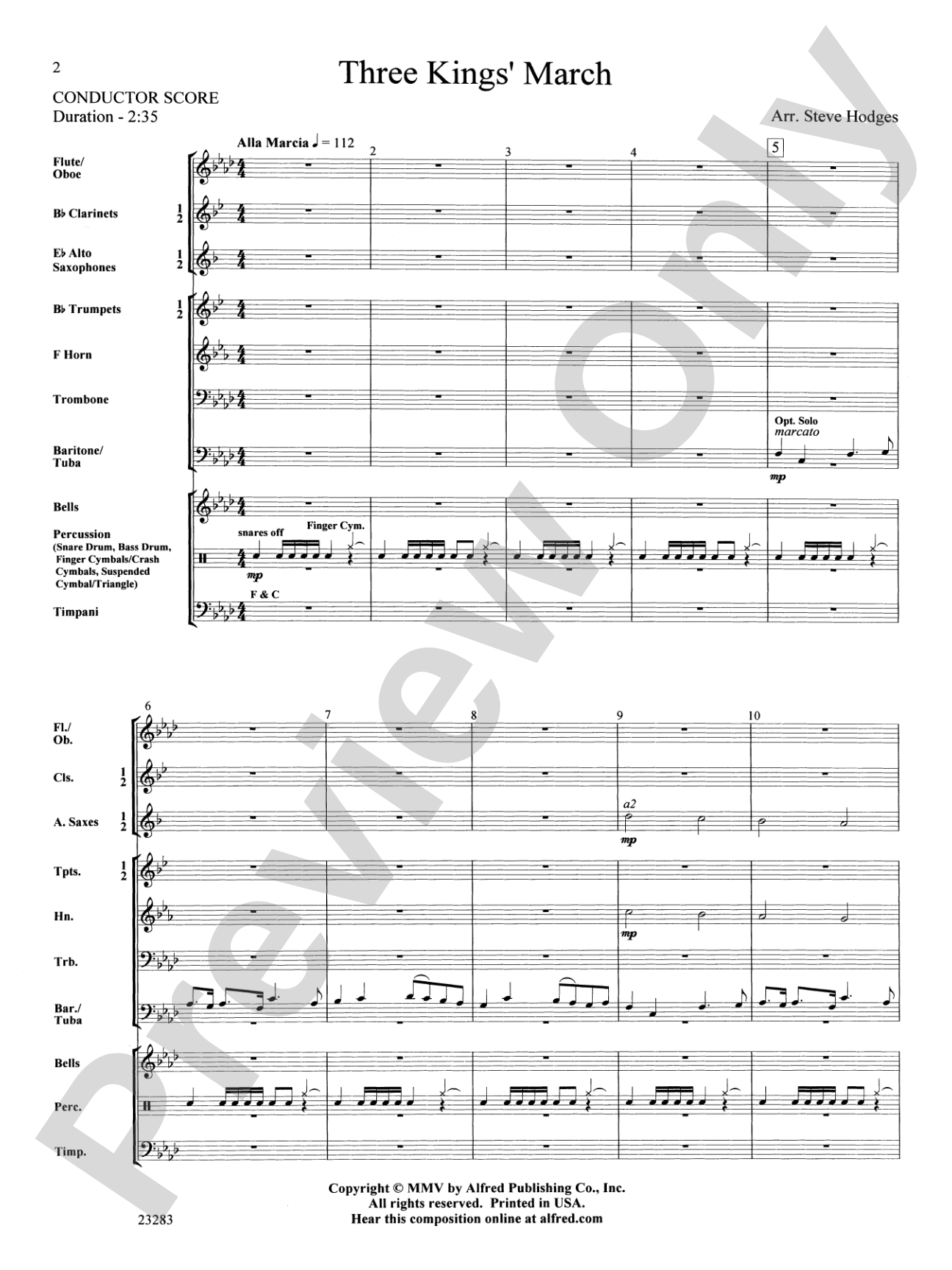 Three Kings' March: Concert Band Conductor Score & Parts