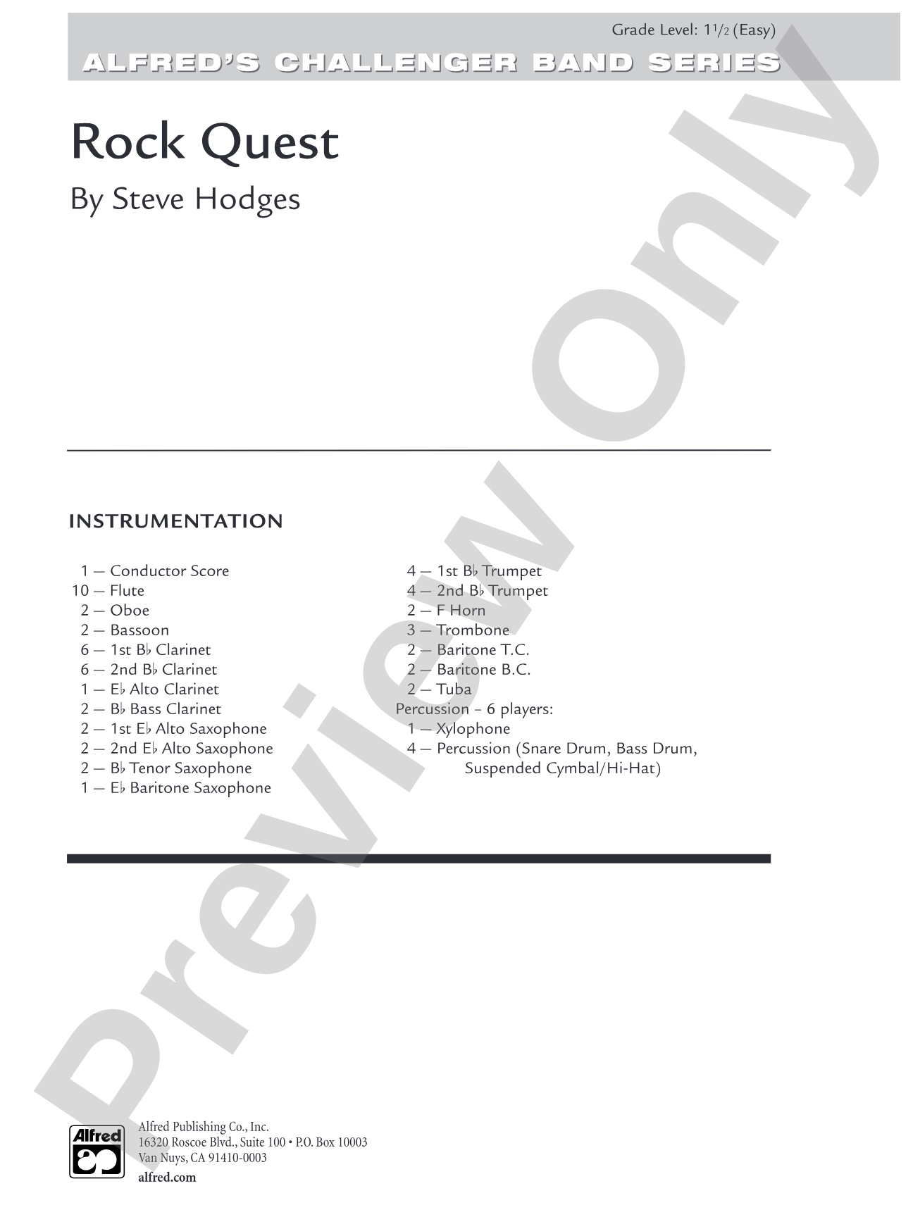 Rock Quest: Concert Band Conductor Score & Parts