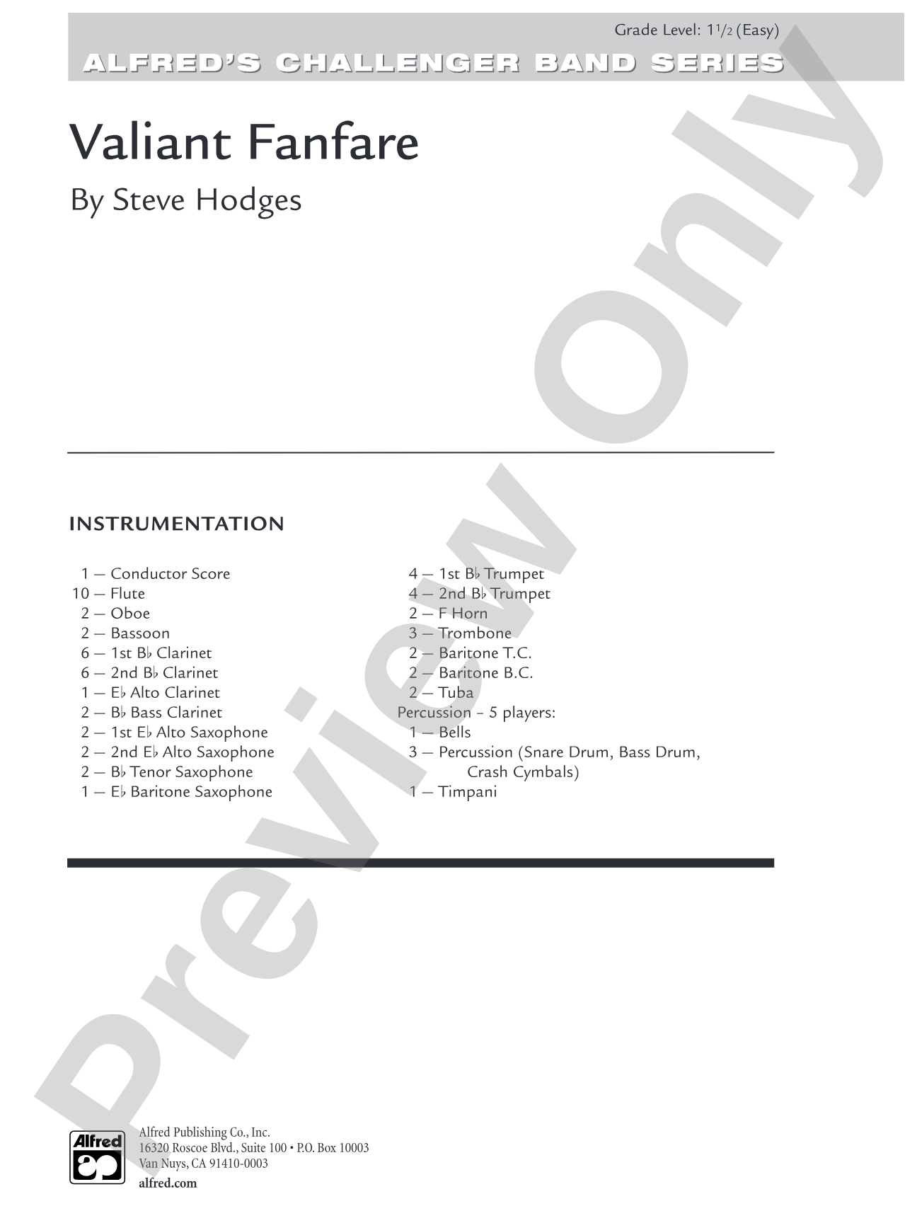Valiant Fanfare: Concert Band Conductor Score & Parts