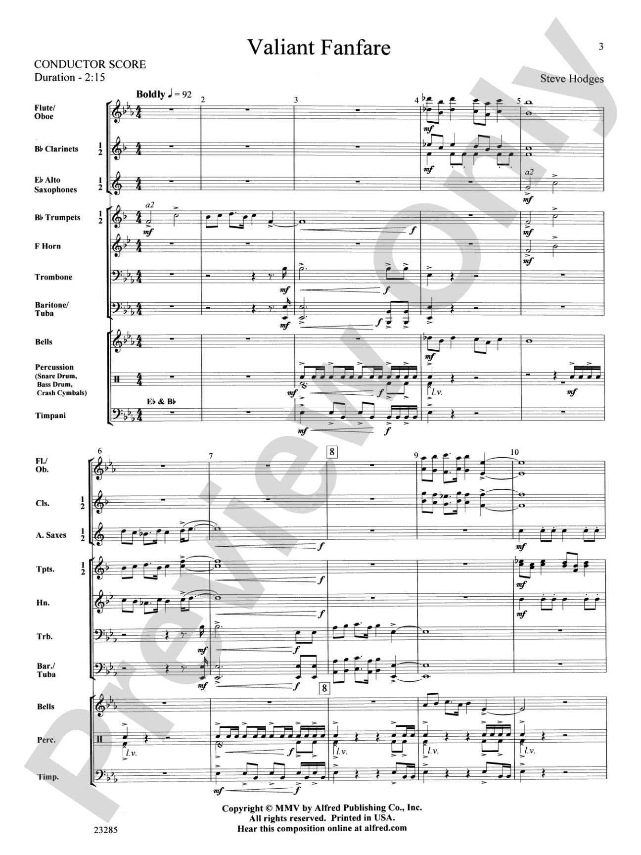 Valiant Fanfare: Concert Band Conductor Score & Parts