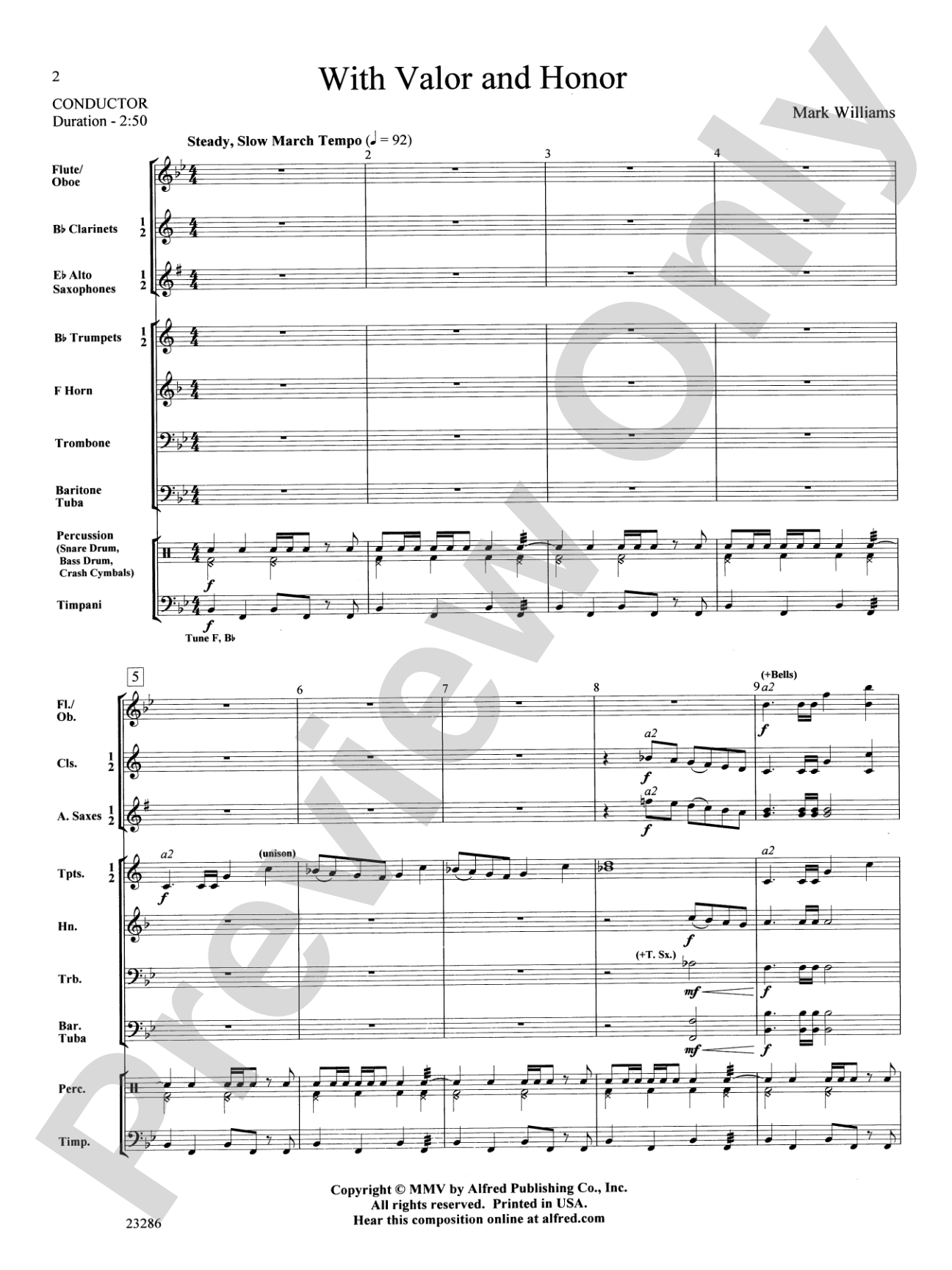 With Valor and Honor: Concert Band Conductor Score & Parts