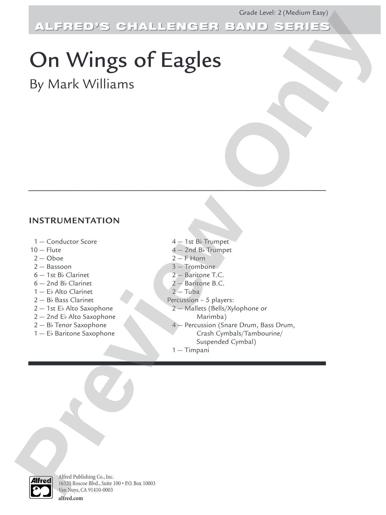 On Wings of Eagles: Concert Band Conductor Score & Parts