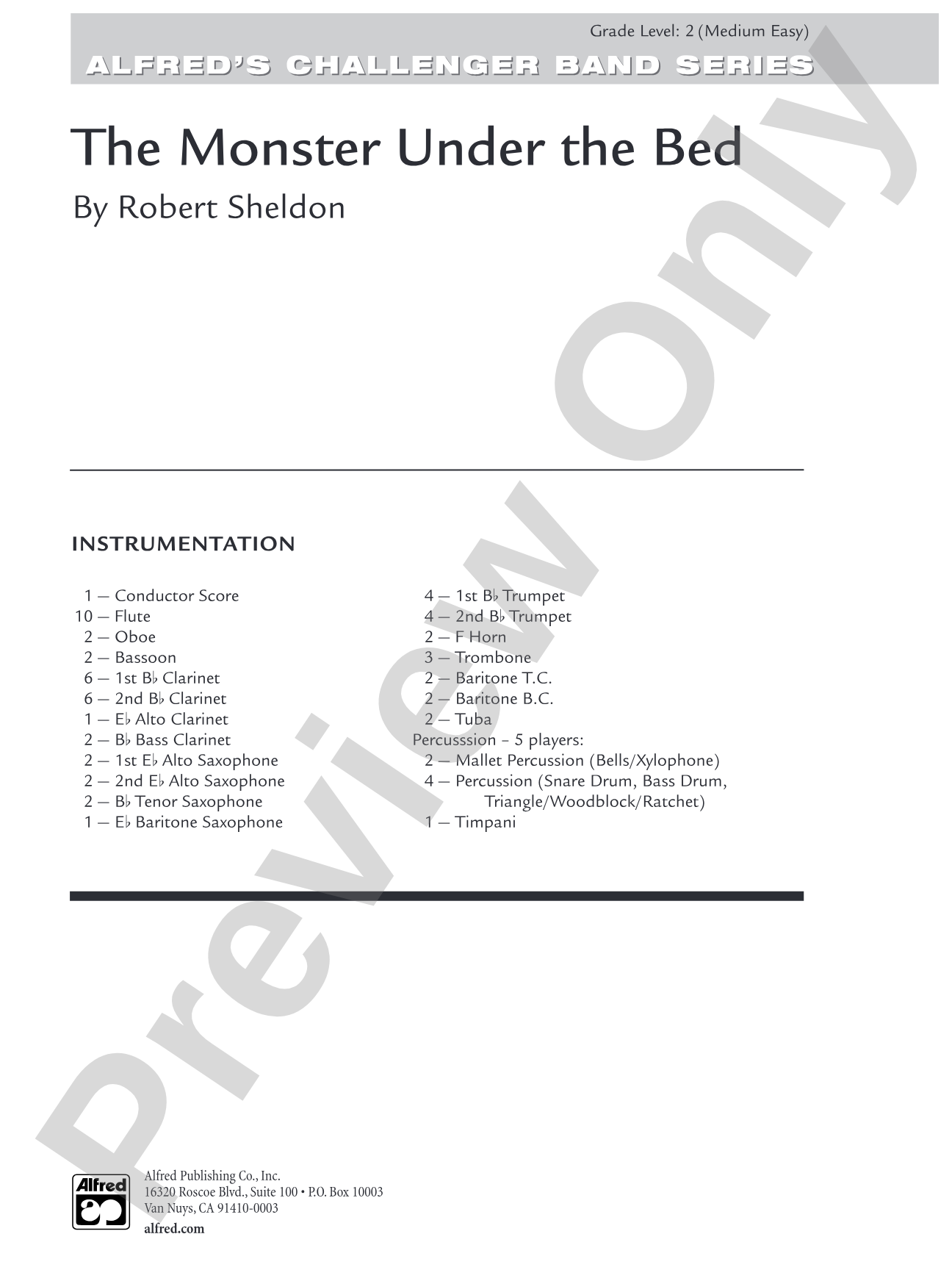 The Monster Under the Bed: Concert Band Conductor Score & Parts