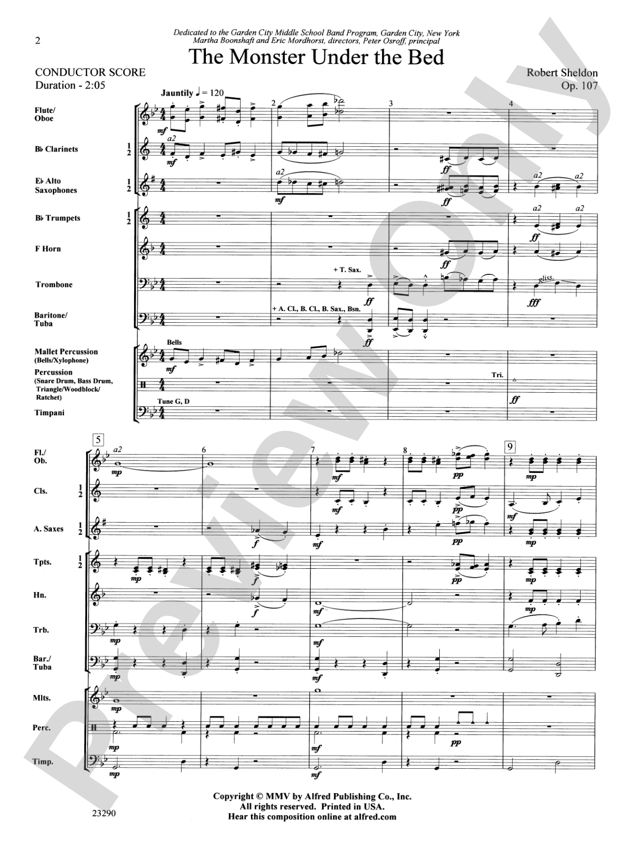 The Monster Under the Bed: Concert Band Conductor Score & Parts