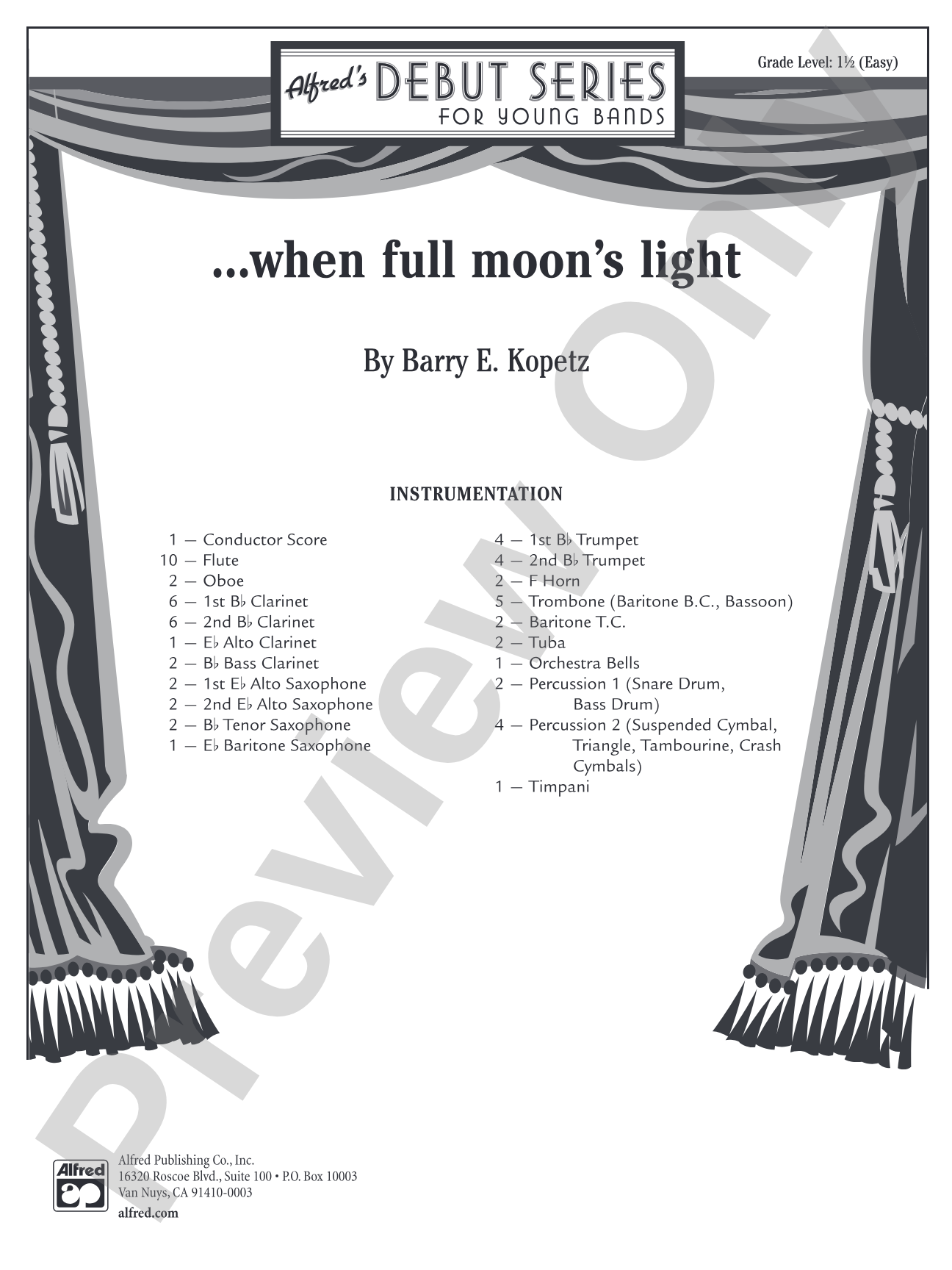 ... when full moon's light: Concert Band Conductor Score & Parts