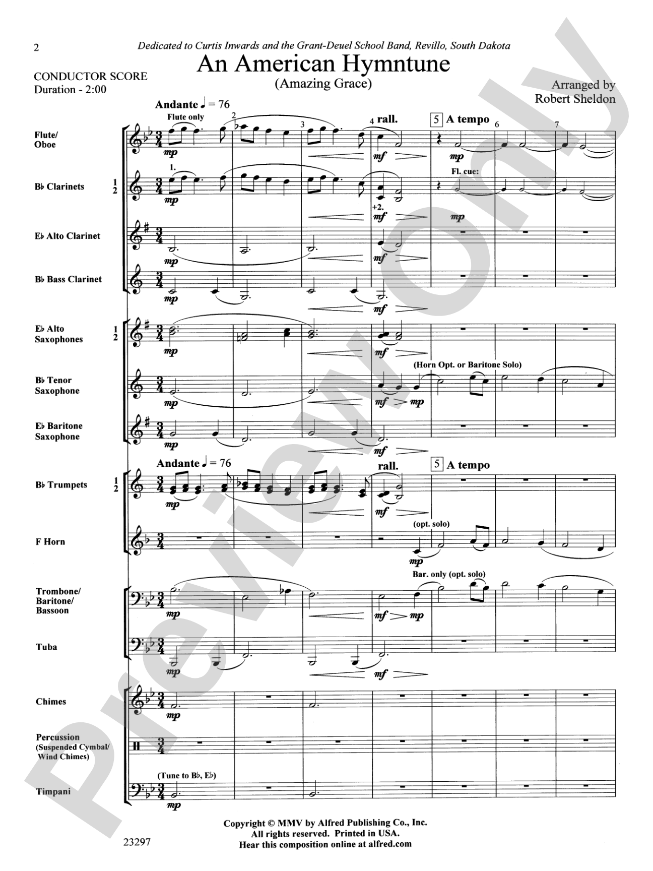 An American Hymntune (Amazing Grace): Concert Band Conductor Score & Parts