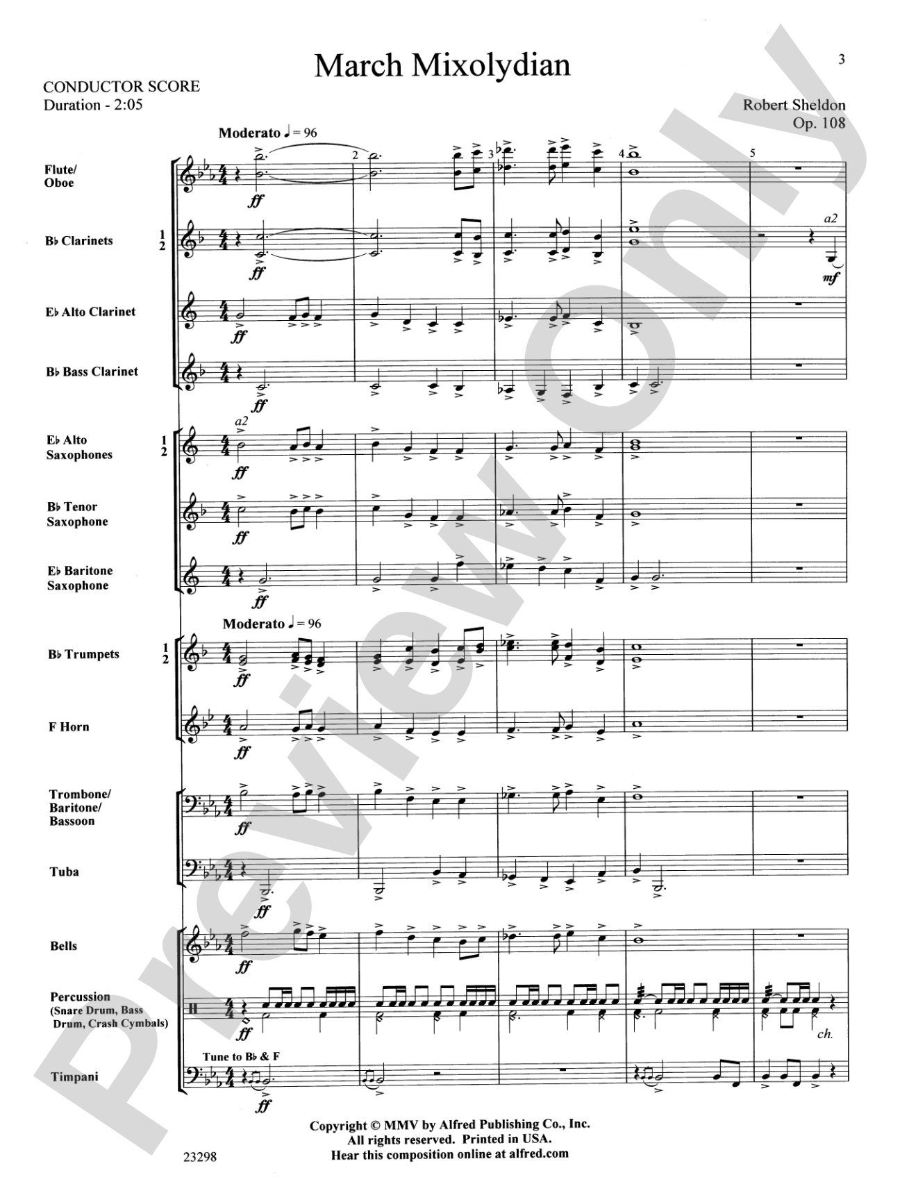 March Mixolydian: Concert Band Conductor Score & Parts