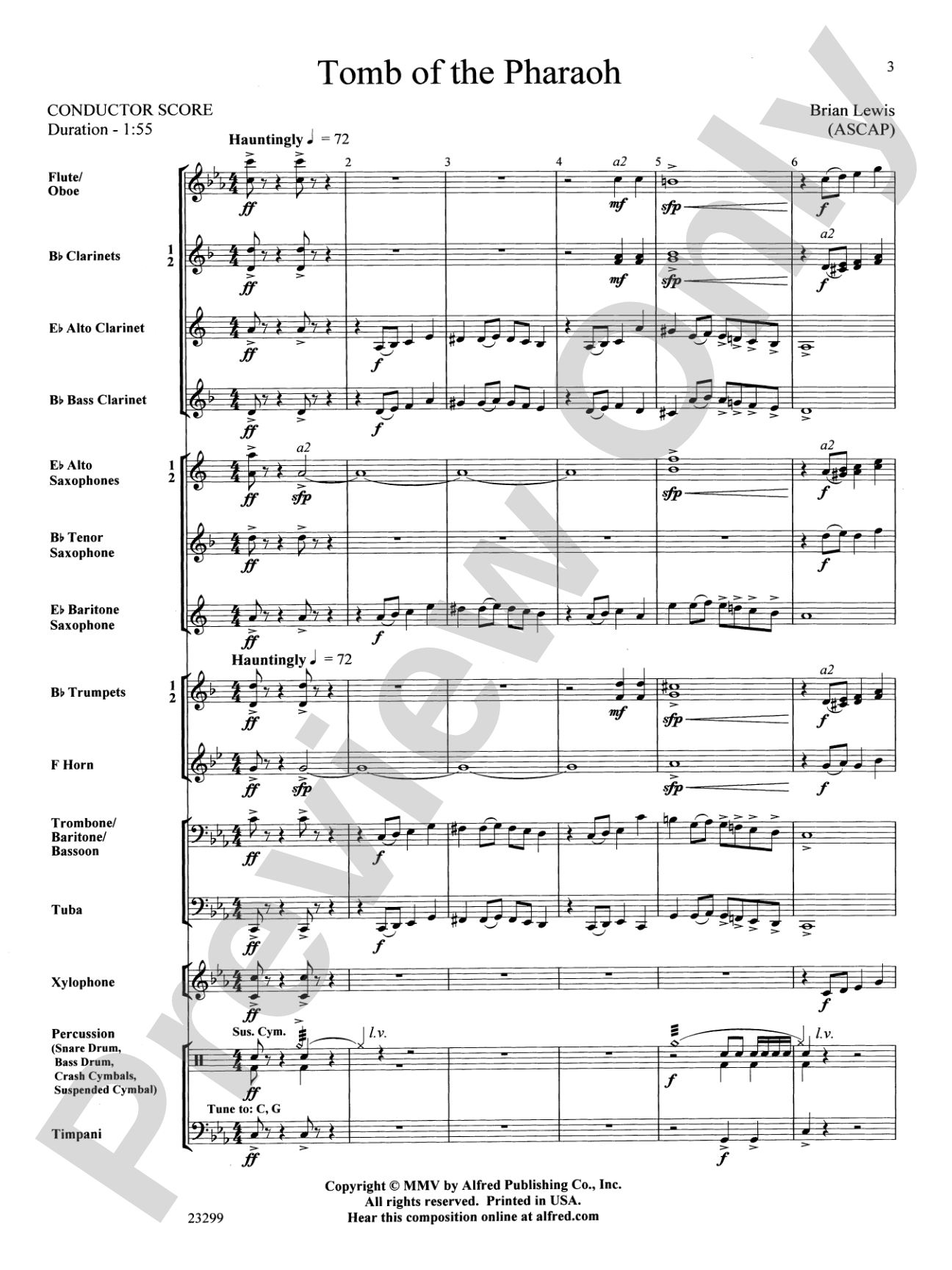 Tomb of the Pharaoh: Concert Band Conductor Score & Parts