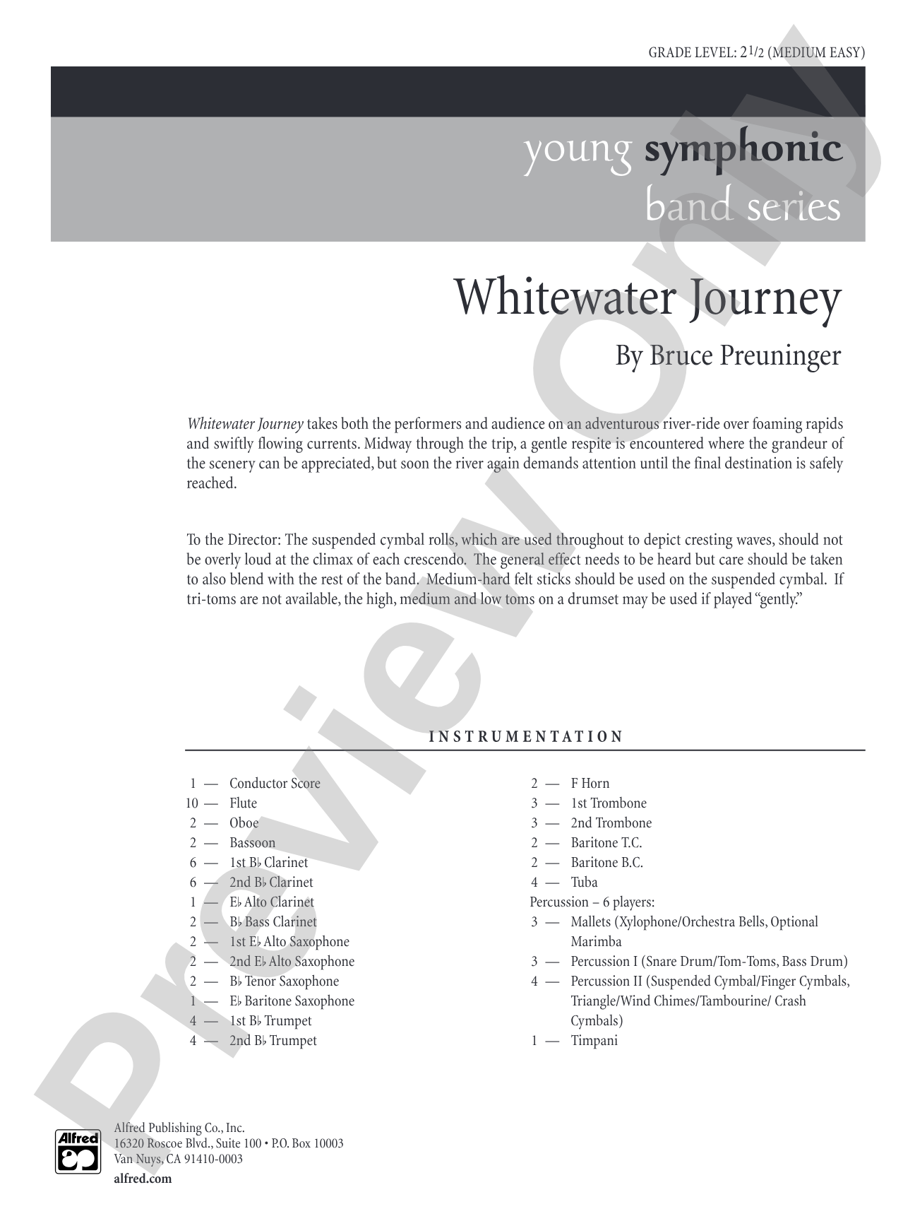 White Water Journey: Concert Band Conductor Score & Parts