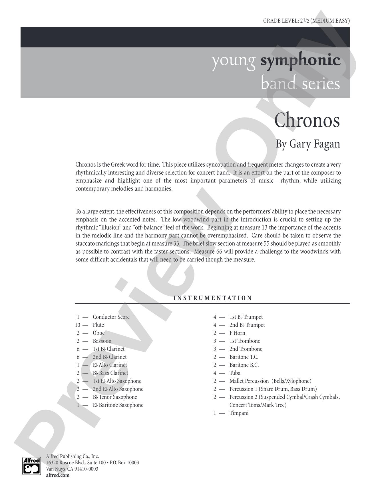 Chronos: Concert Band Conductor Score & Parts