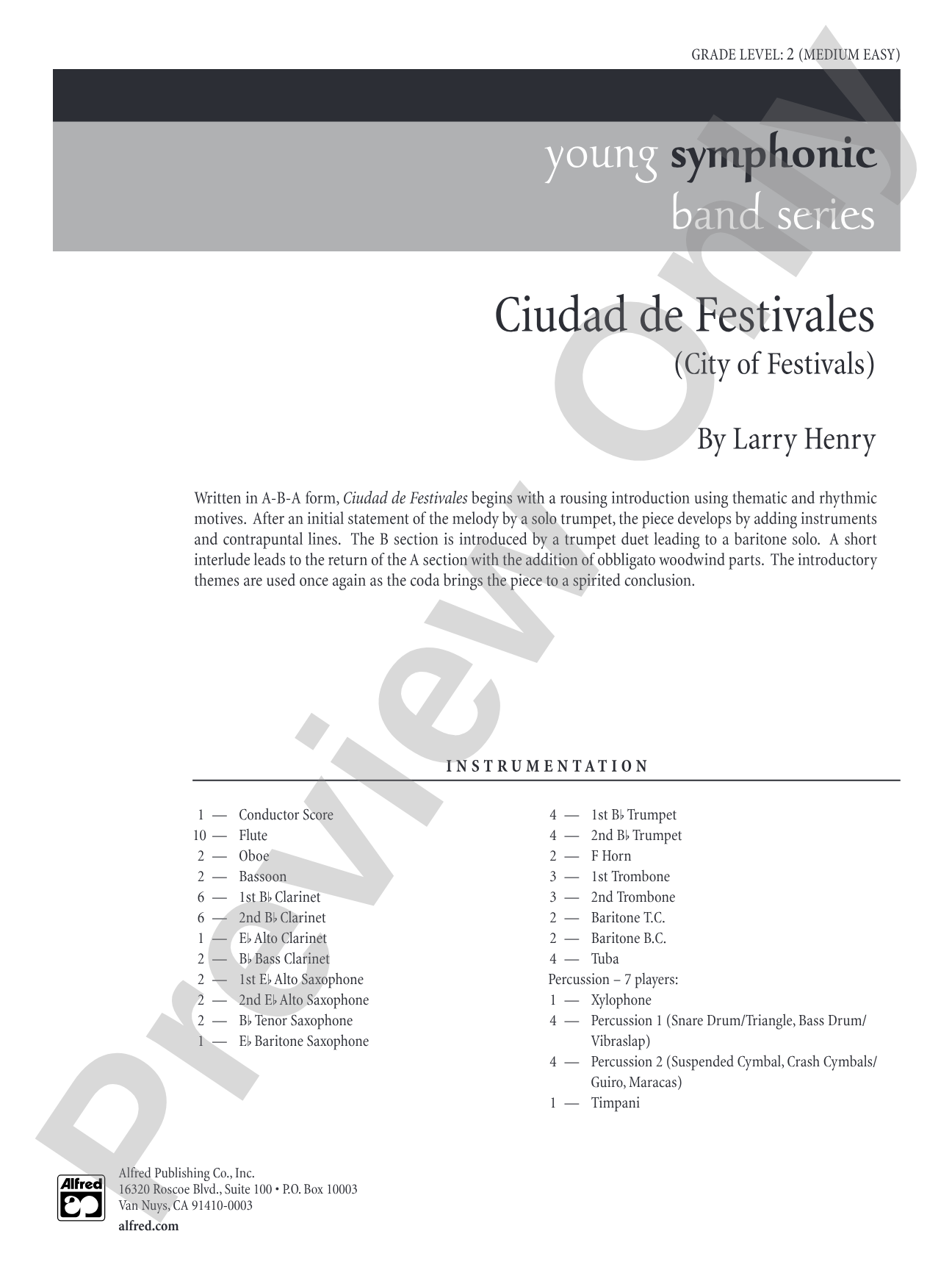 Ciudad de Festivales: Concert Band Conductor Score & Parts