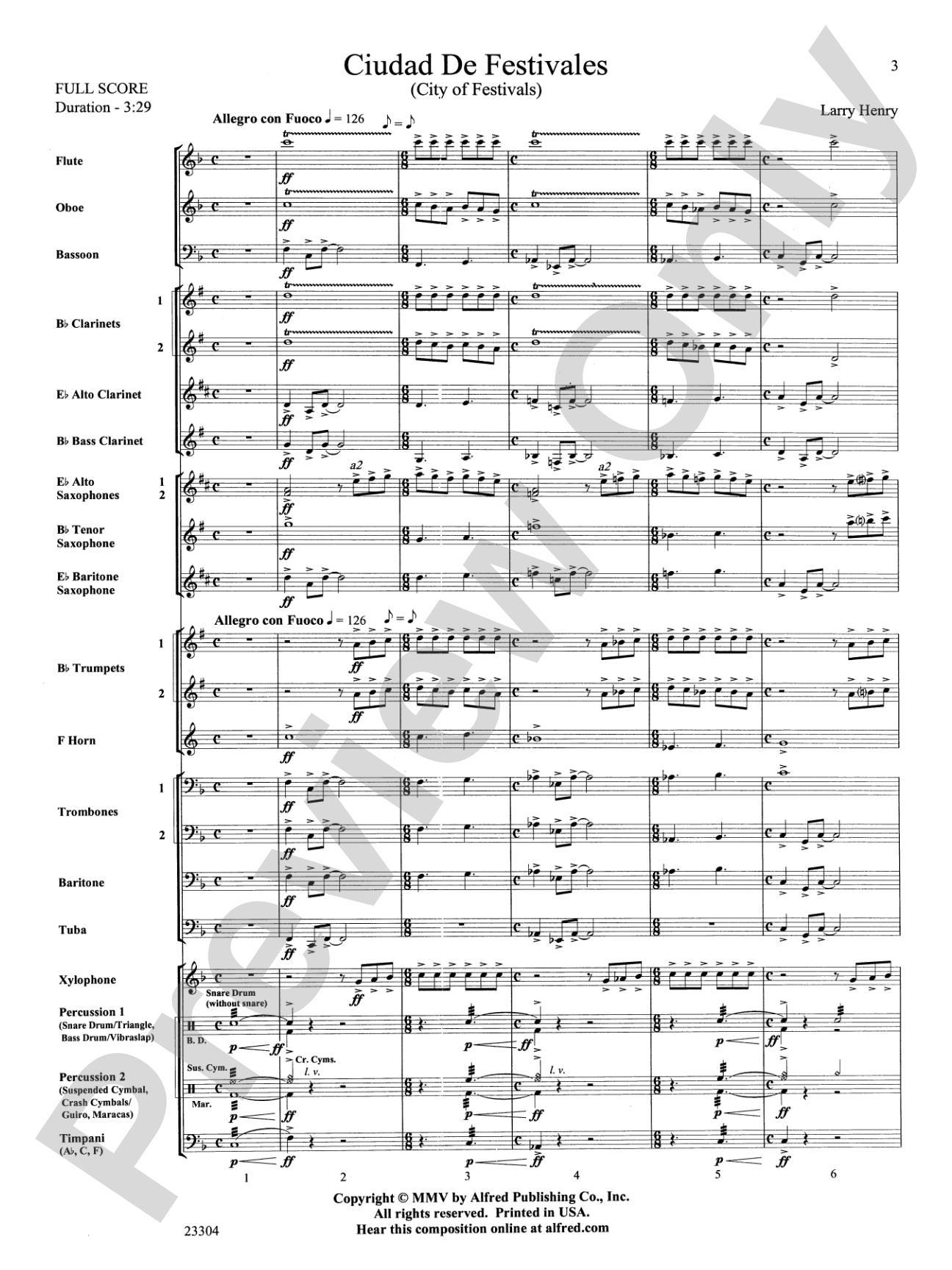 Ciudad de Festivales: Concert Band Conductor Score & Parts