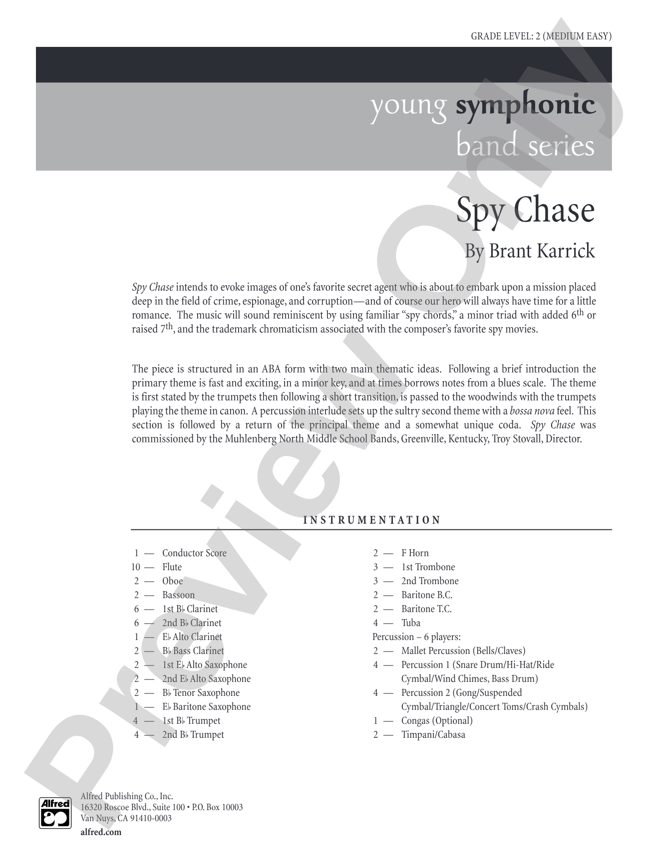 Spy Chase: Concert Band Conductor Score & Parts