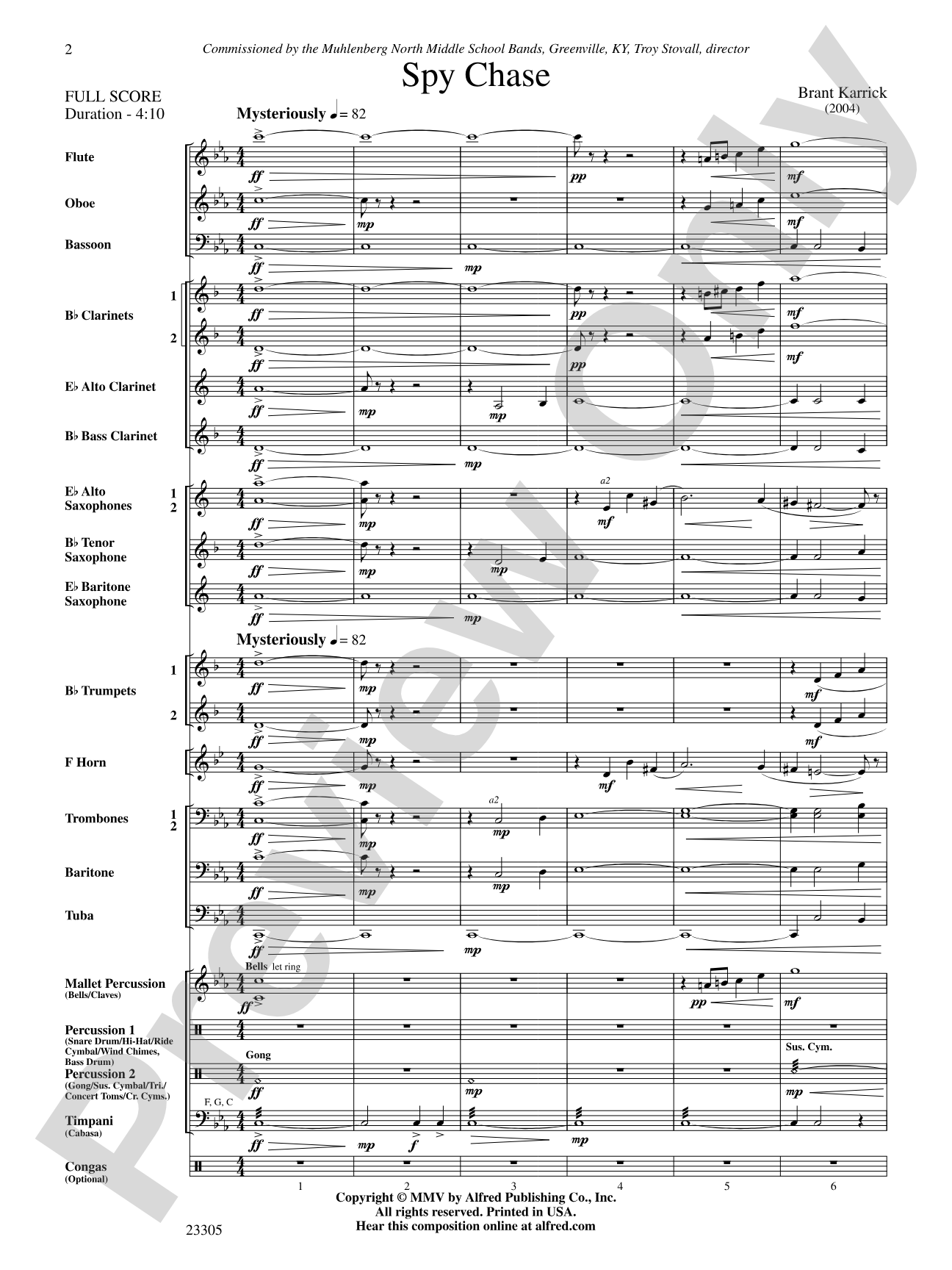 Spy Chase: Concert Band Conductor Score & Parts