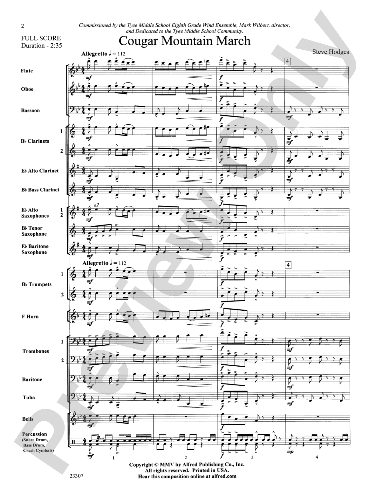 Cougar Mountain March: Concert Band Conductor Score & Parts