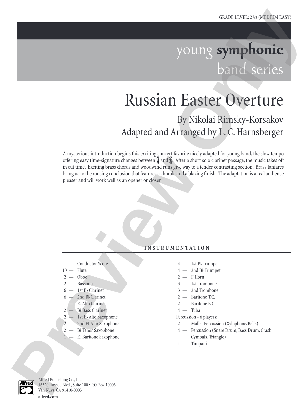 Russian Easter Overture: Concert Band Conductor Score & Parts