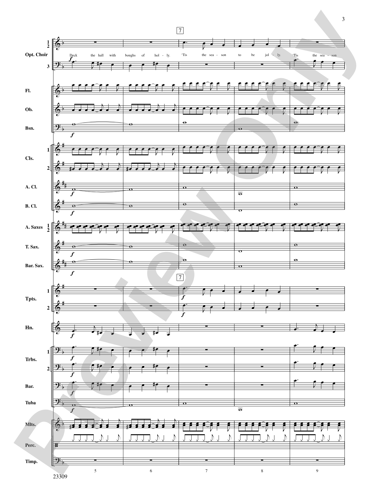 Merry Christmas to All (A Medley of Carols): Concert Band Conductor Score & Parts