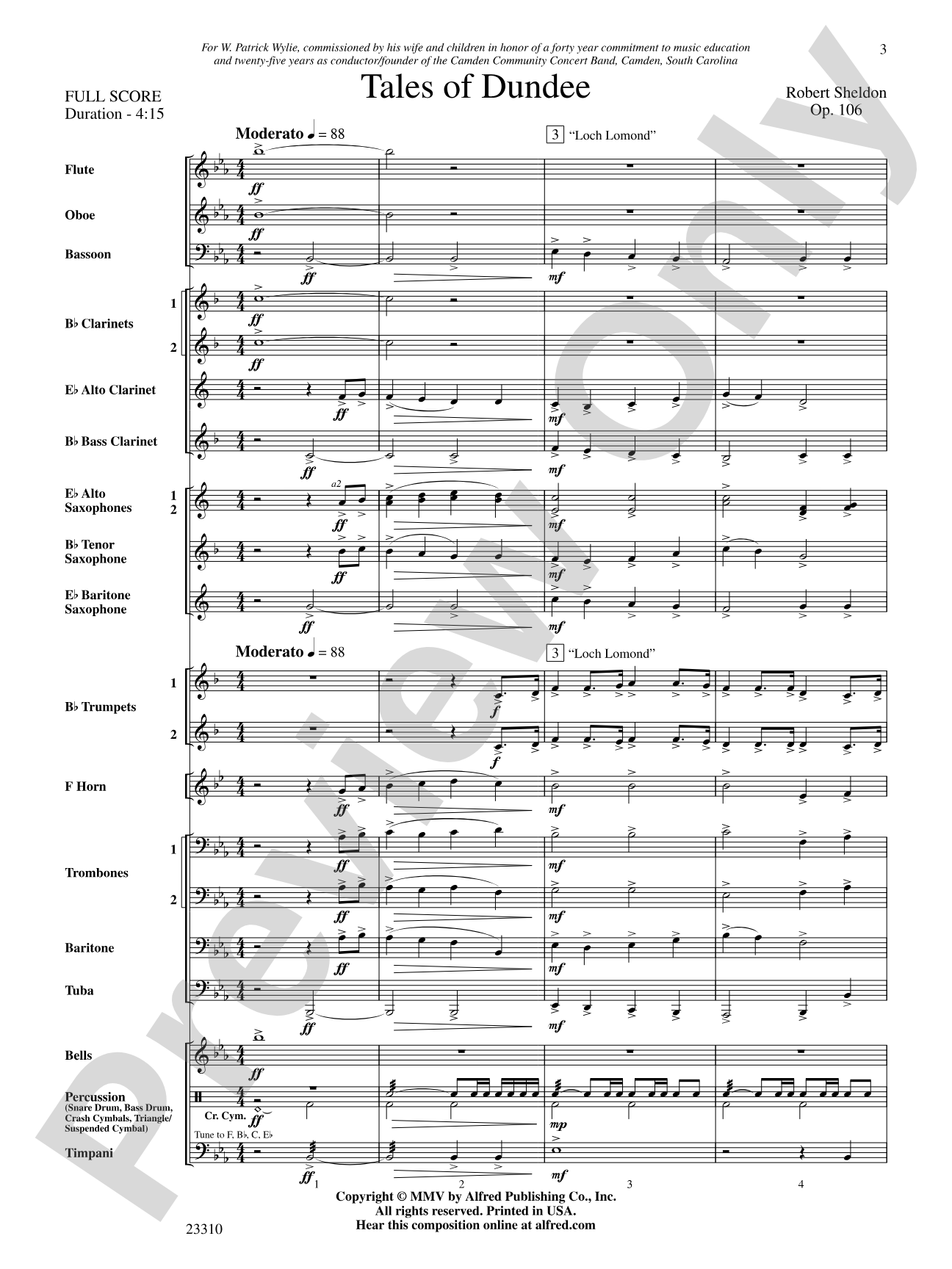 Tales of Dundee: Concert Band Conductor Score & Parts