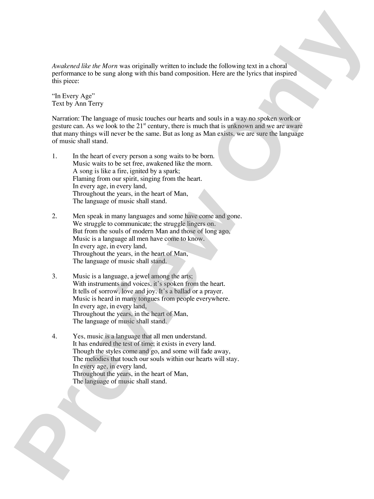 Awakened Like the Morn: Concert Band Conductor Score & Parts