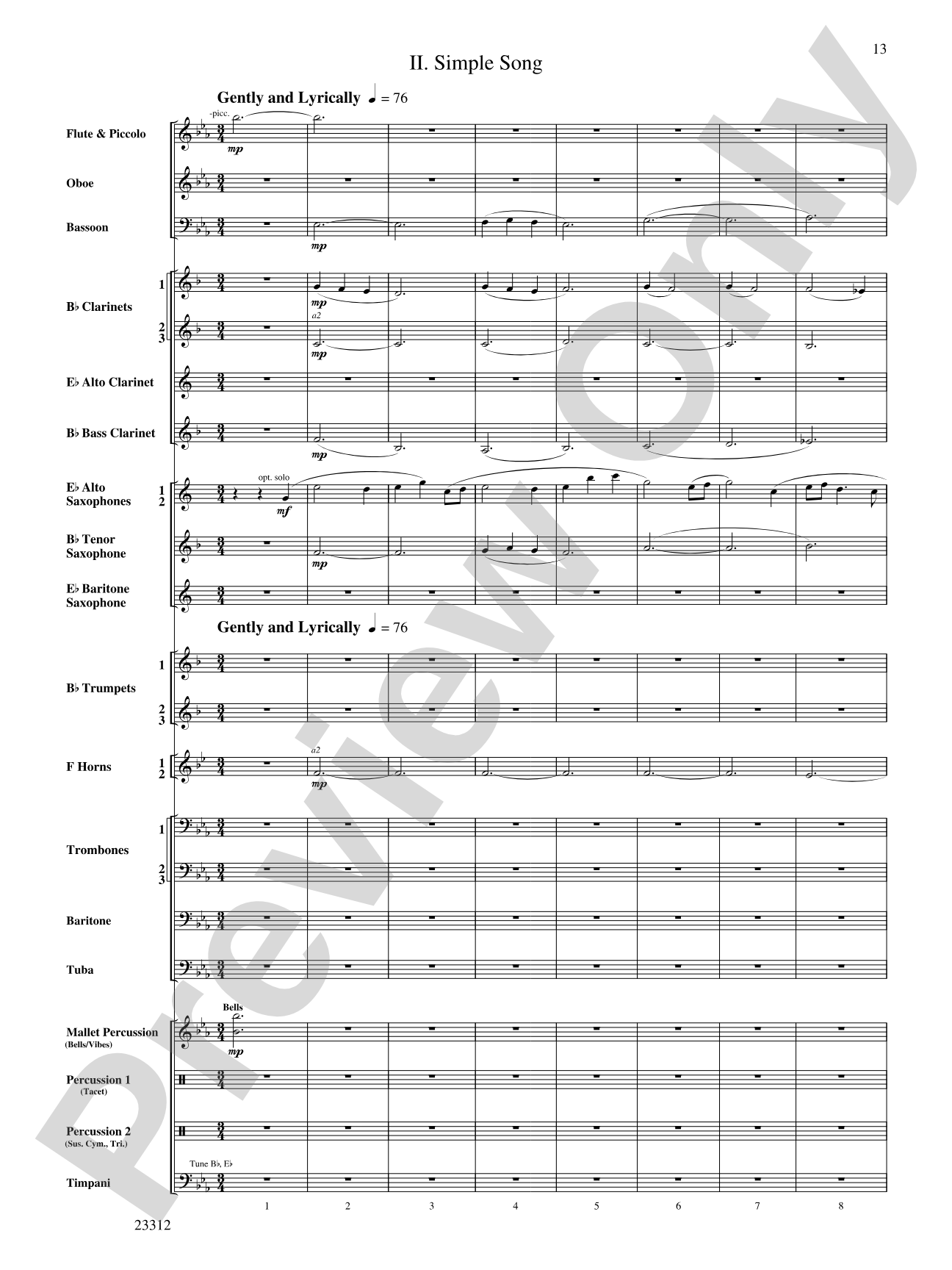 Three Miniatures for Winds and Percussion: Concert Band Conductor Score & Parts