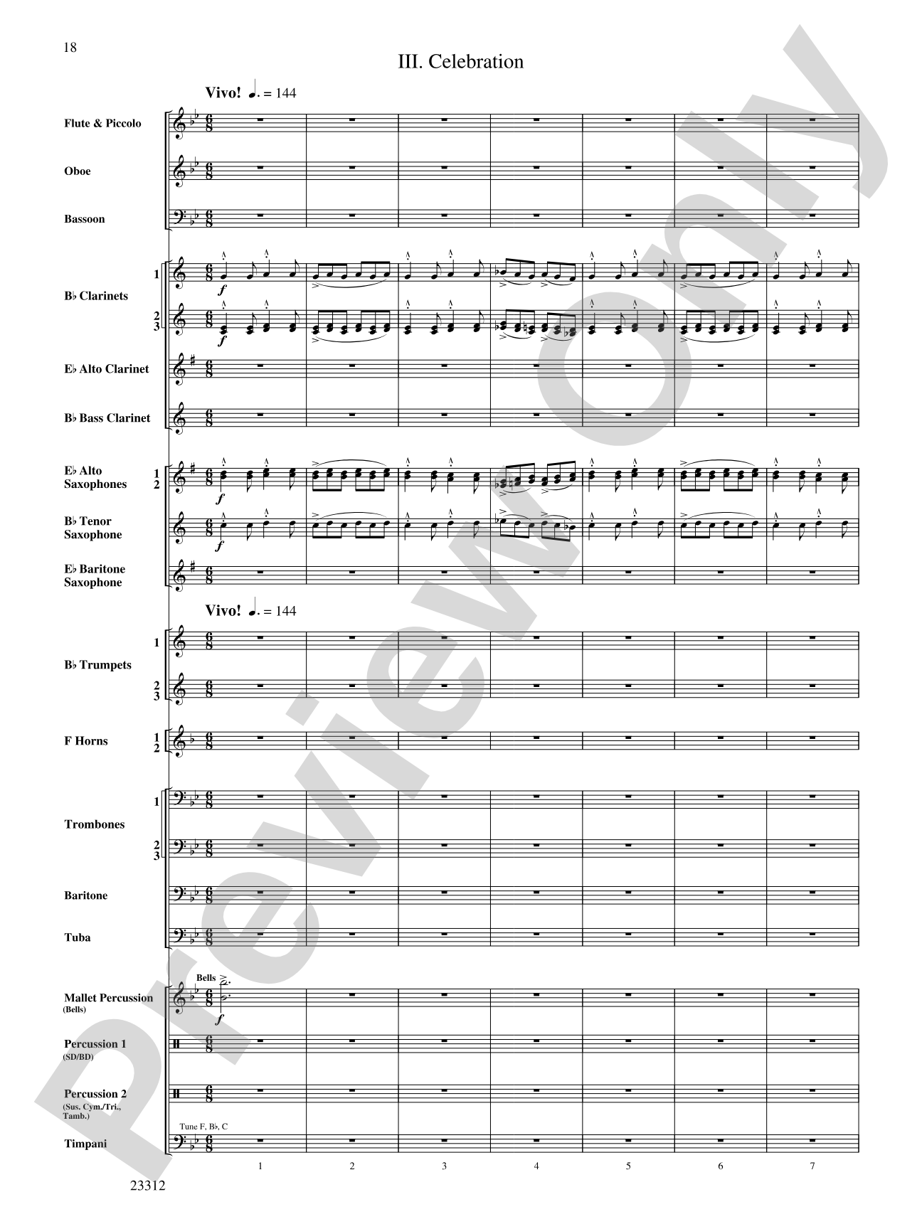 Three Miniatures for Winds and Percussion: Concert Band Conductor Score & Parts