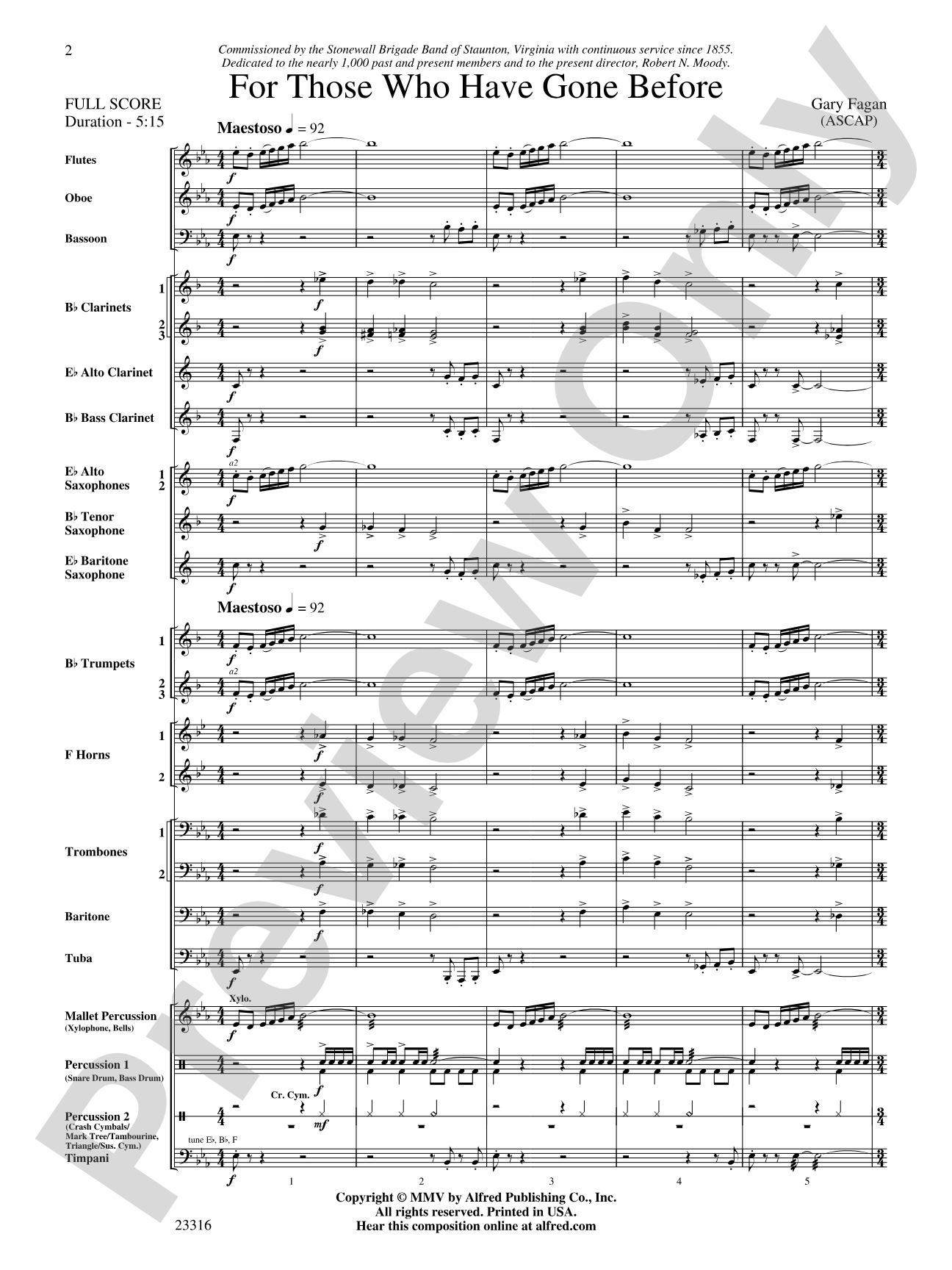 For Those Who Have Gone Before: Concert Band Conductor Score & Parts