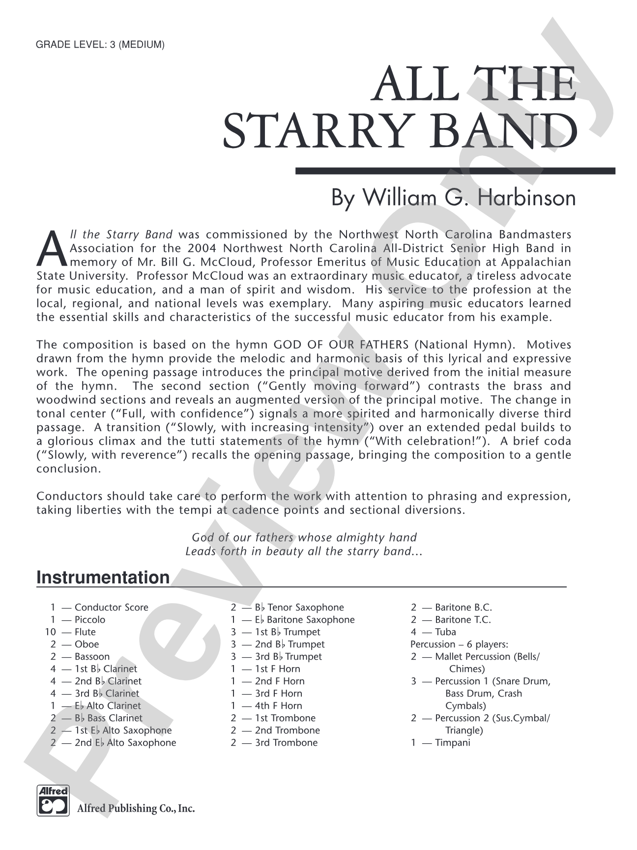 All the Starry Band: Concert Band Conductor Score & Parts