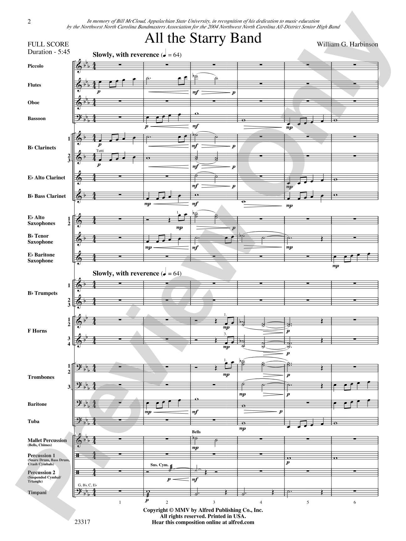 All the Starry Band: Concert Band Conductor Score & Parts