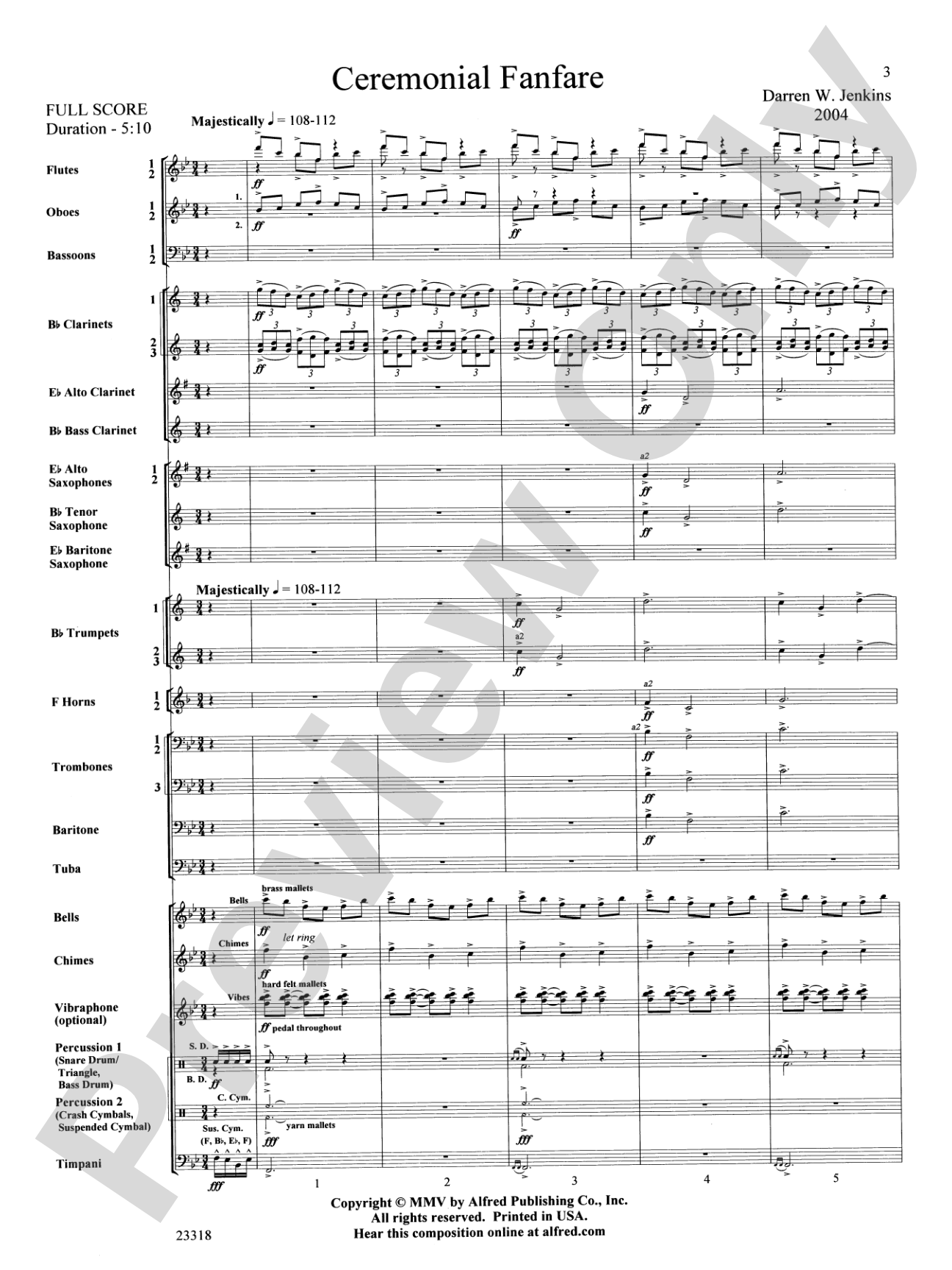 Ceremonial Fanfare: Concert Band Conductor Score & Parts