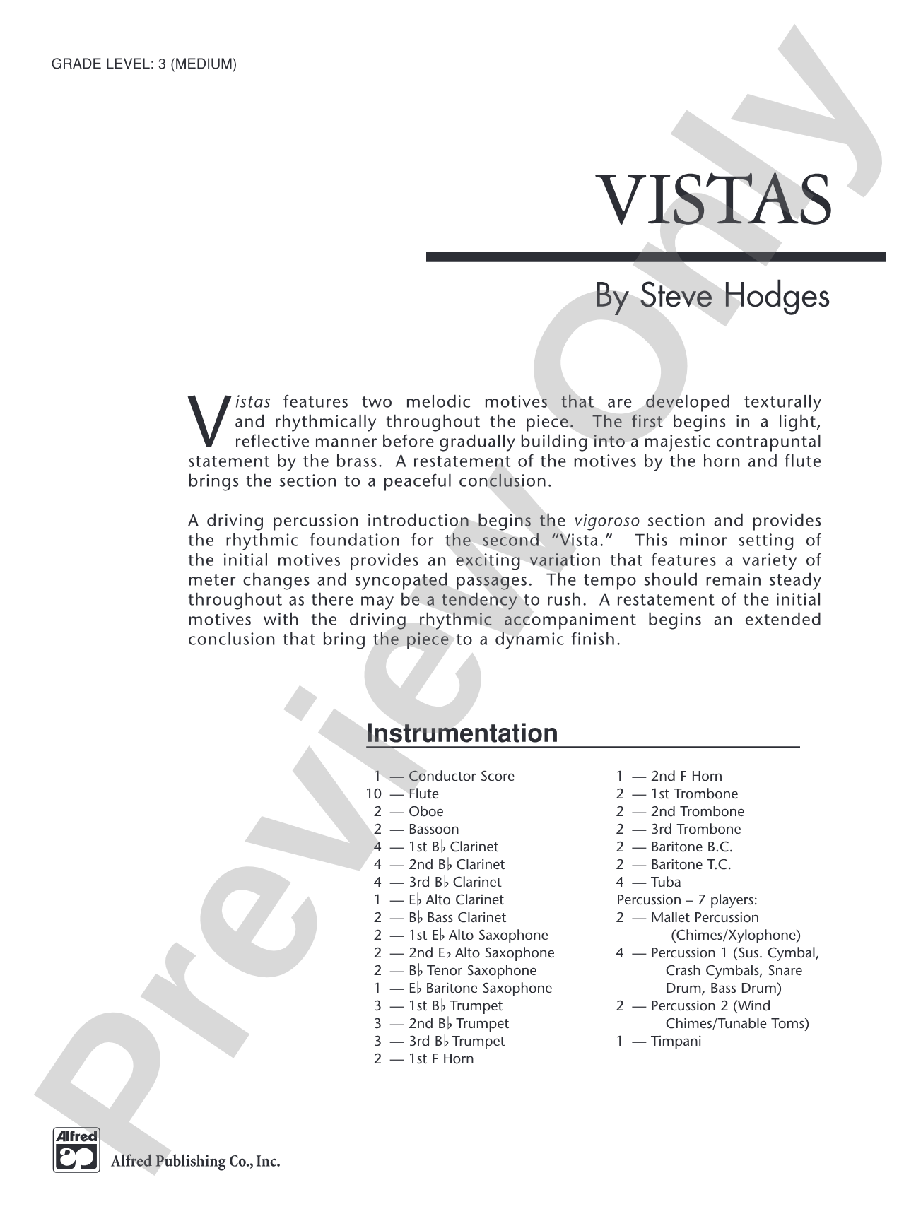 Vistas: Concert Band Conductor Score & Parts