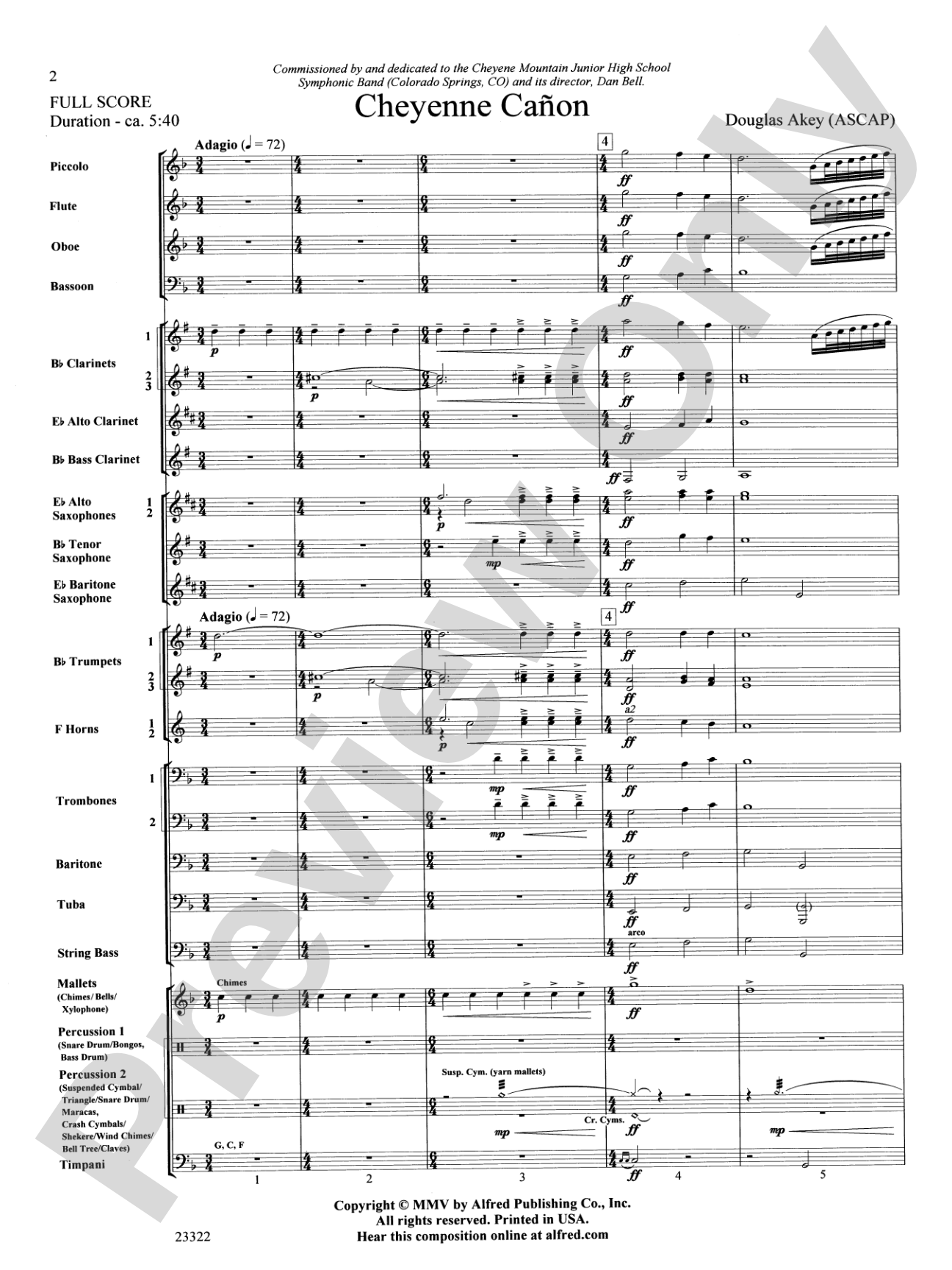 Cheyenne Cañon: Concert Band Conductor Score & Parts