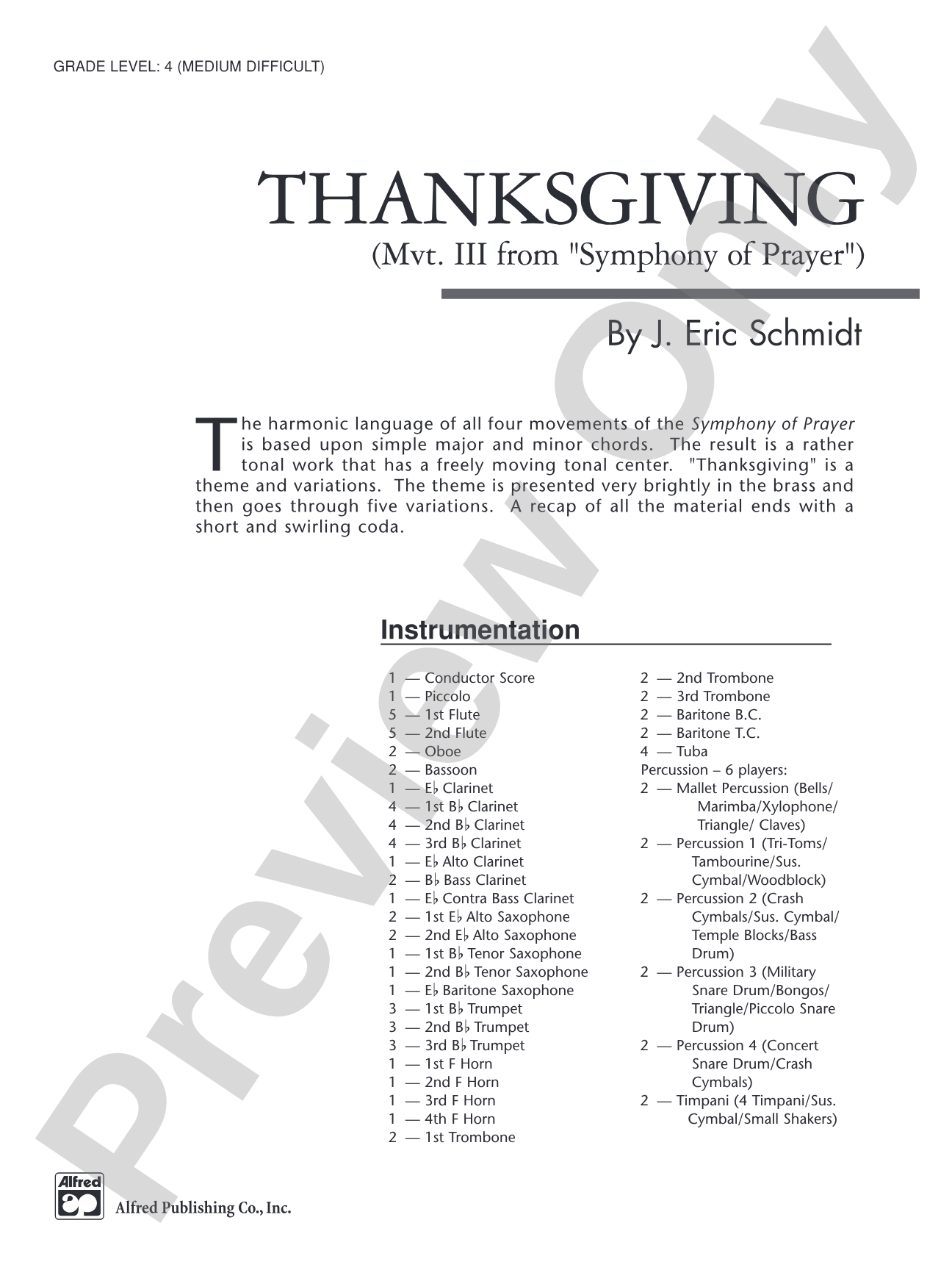 Thanksgiving: Concert Band Conductor Score & Parts