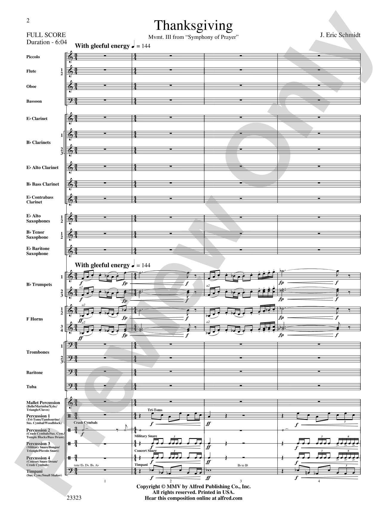 Thanksgiving: Concert Band Conductor Score & Parts