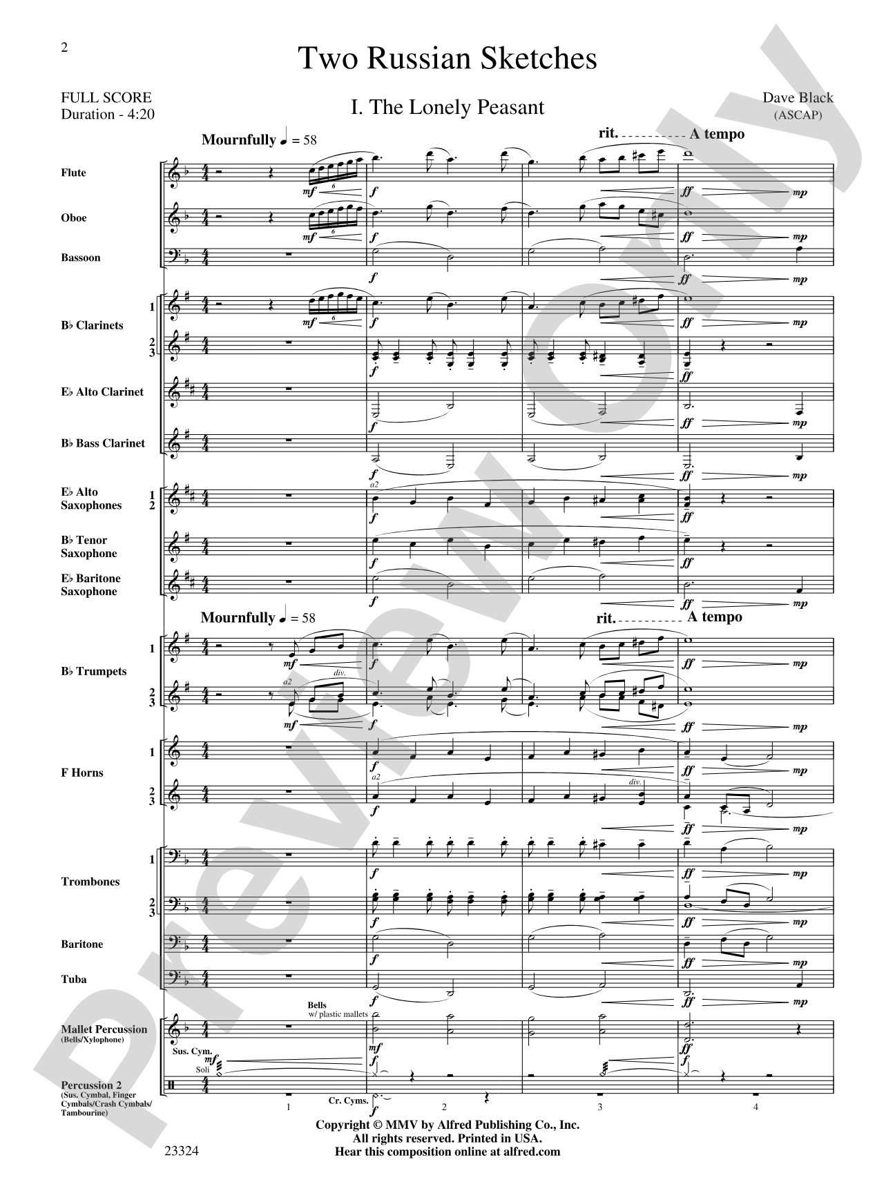 Two Russian Sketches: Concert Band Conductor Score & Parts