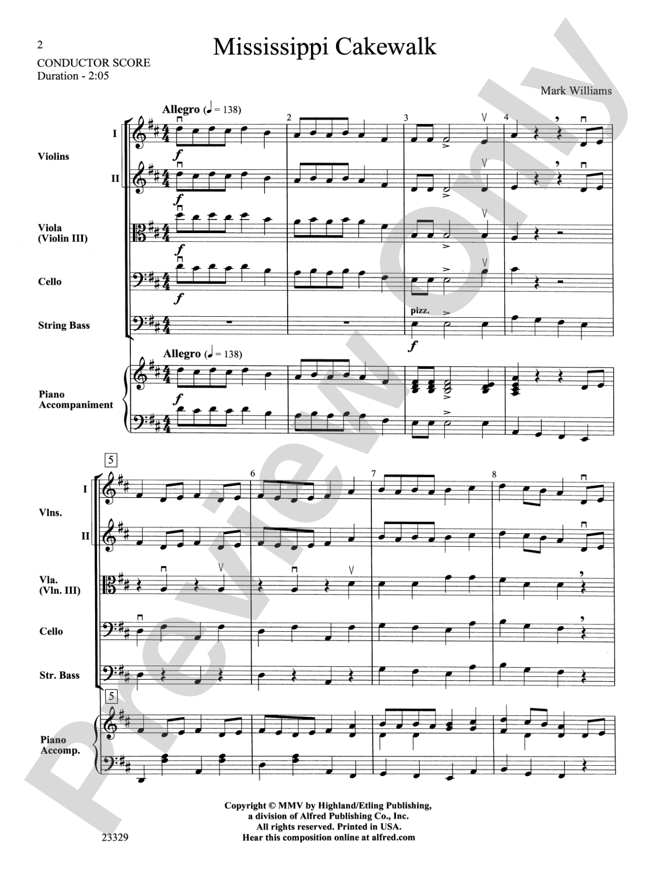 Mississippi Cakewalk: String Orchestra Conductor Score & Parts