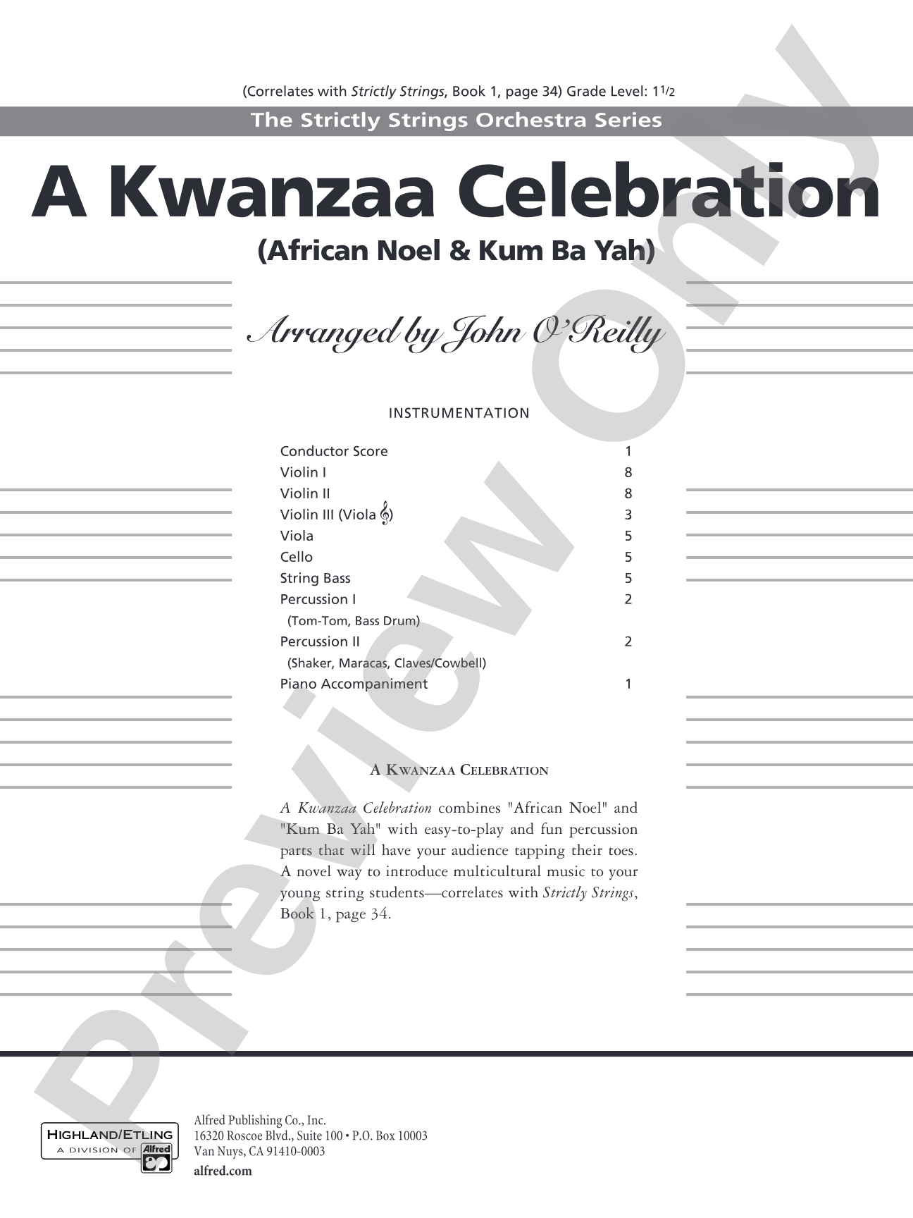 A Kwanzaa Celebration: String Orchestra Conductor Score & Parts