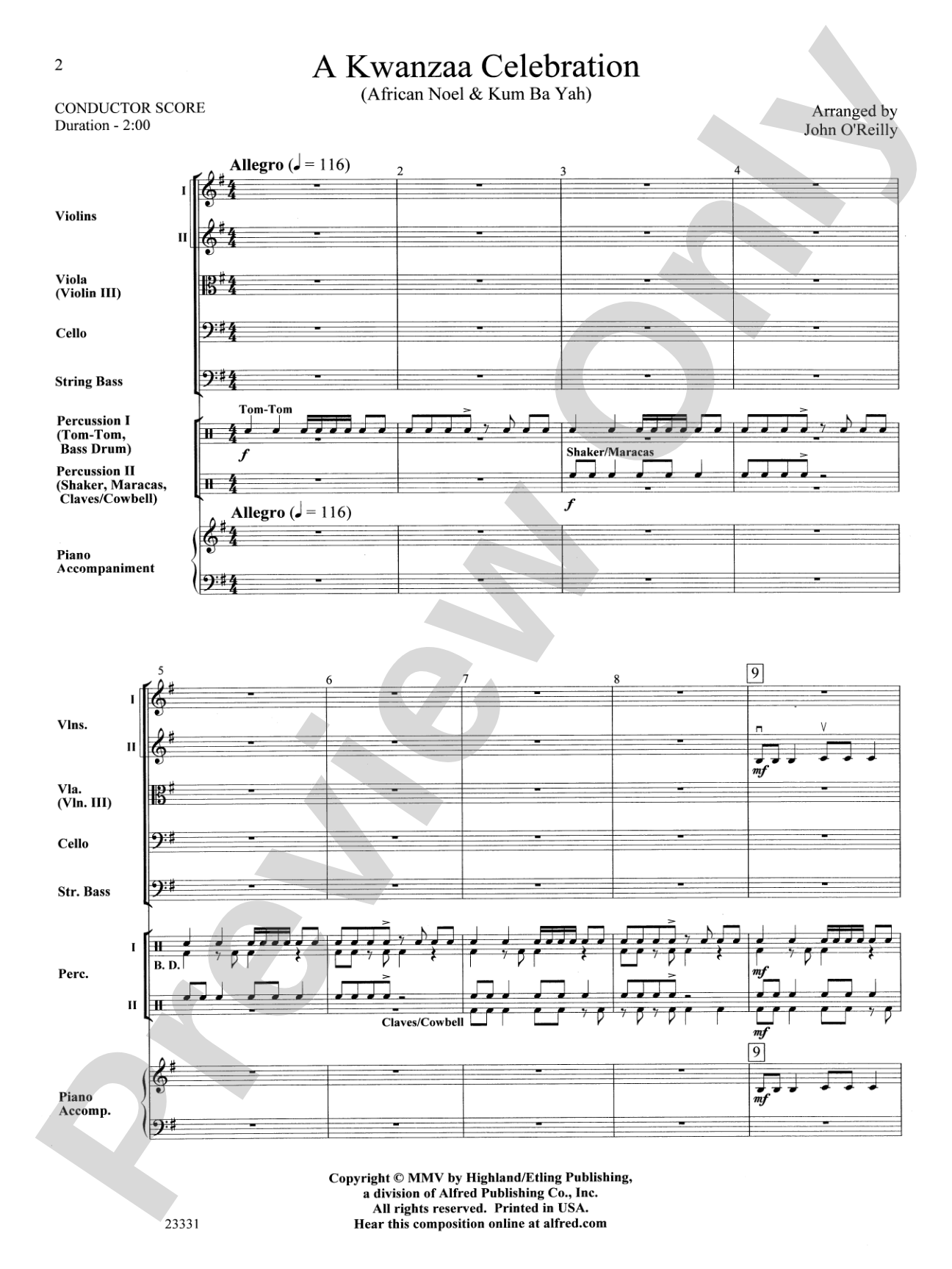 A Kwanzaa Celebration: String Orchestra Conductor Score & Parts