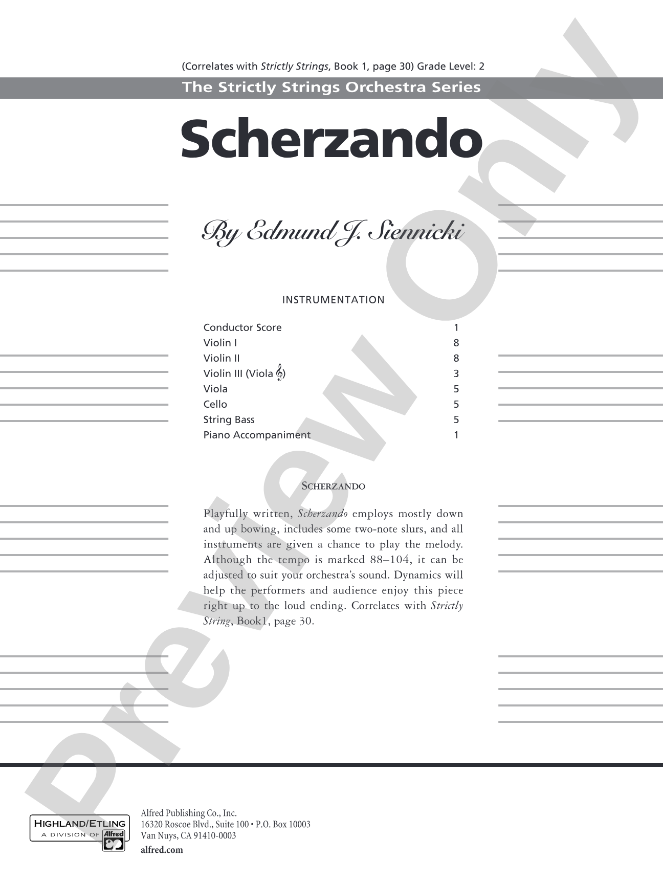 Scherzando: String Orchestra Conductor Score & Parts