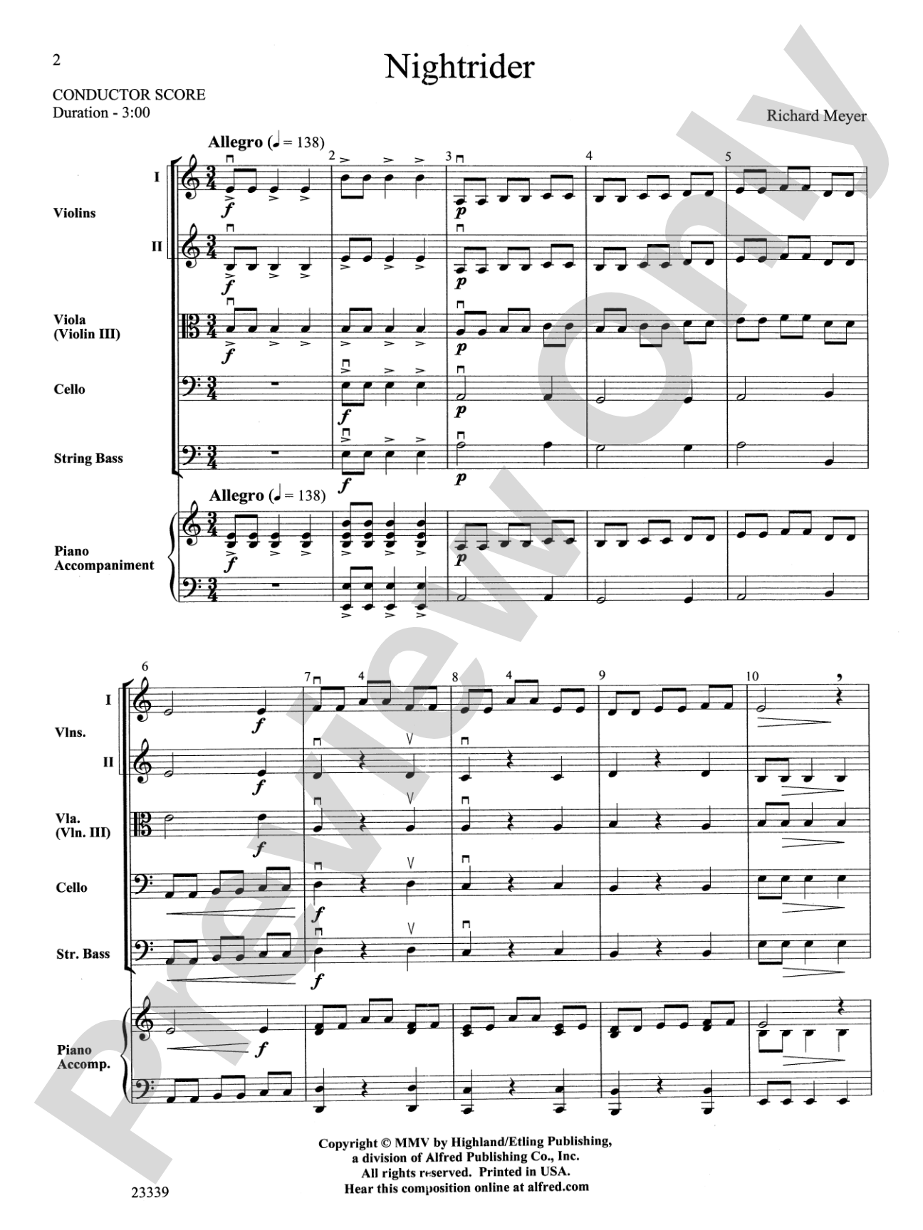 Nightrider: String Orchestra Conductor Score & Parts