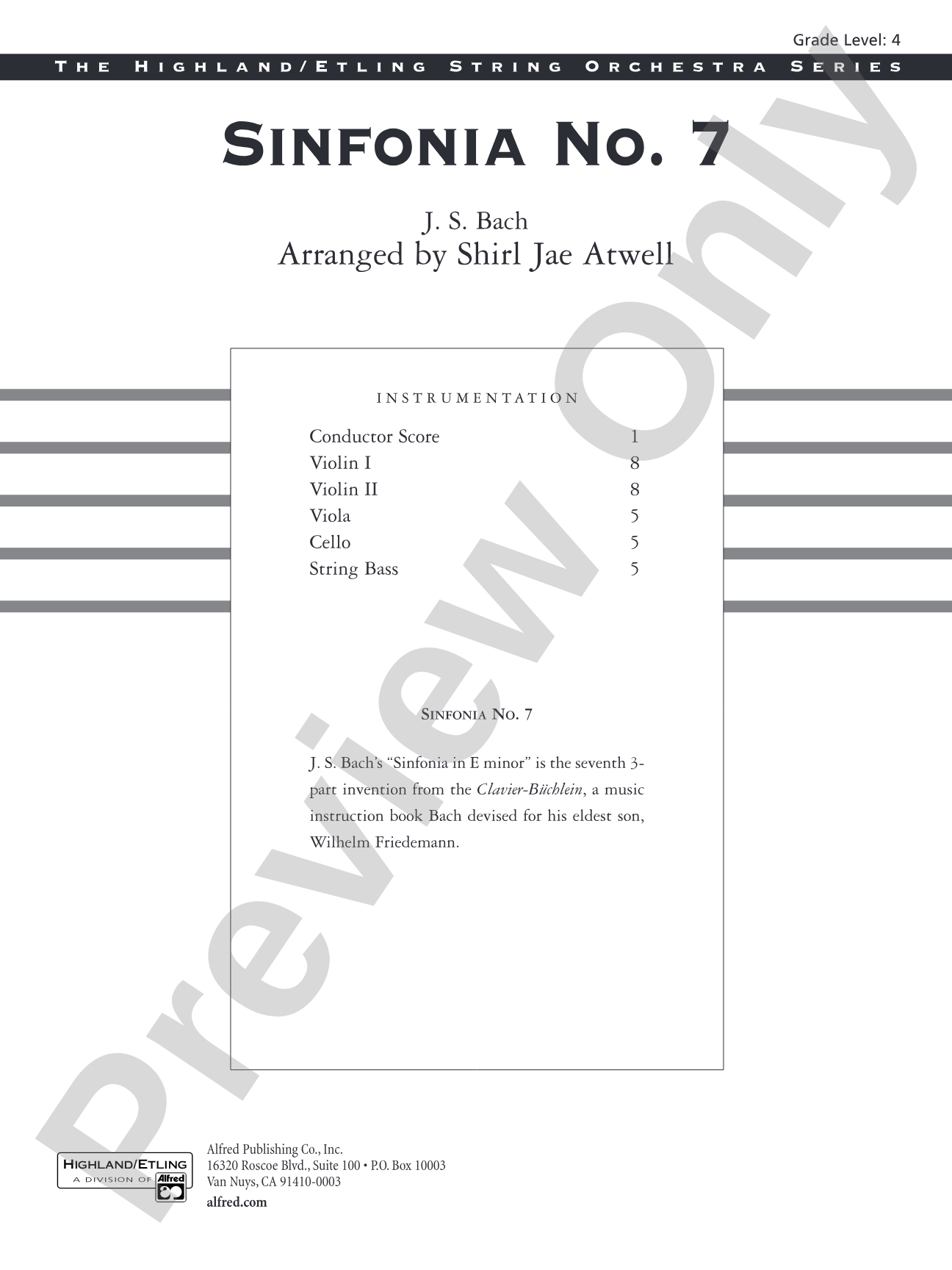 Sinfonia No. 7: String Orchestra Conductor Score & Parts