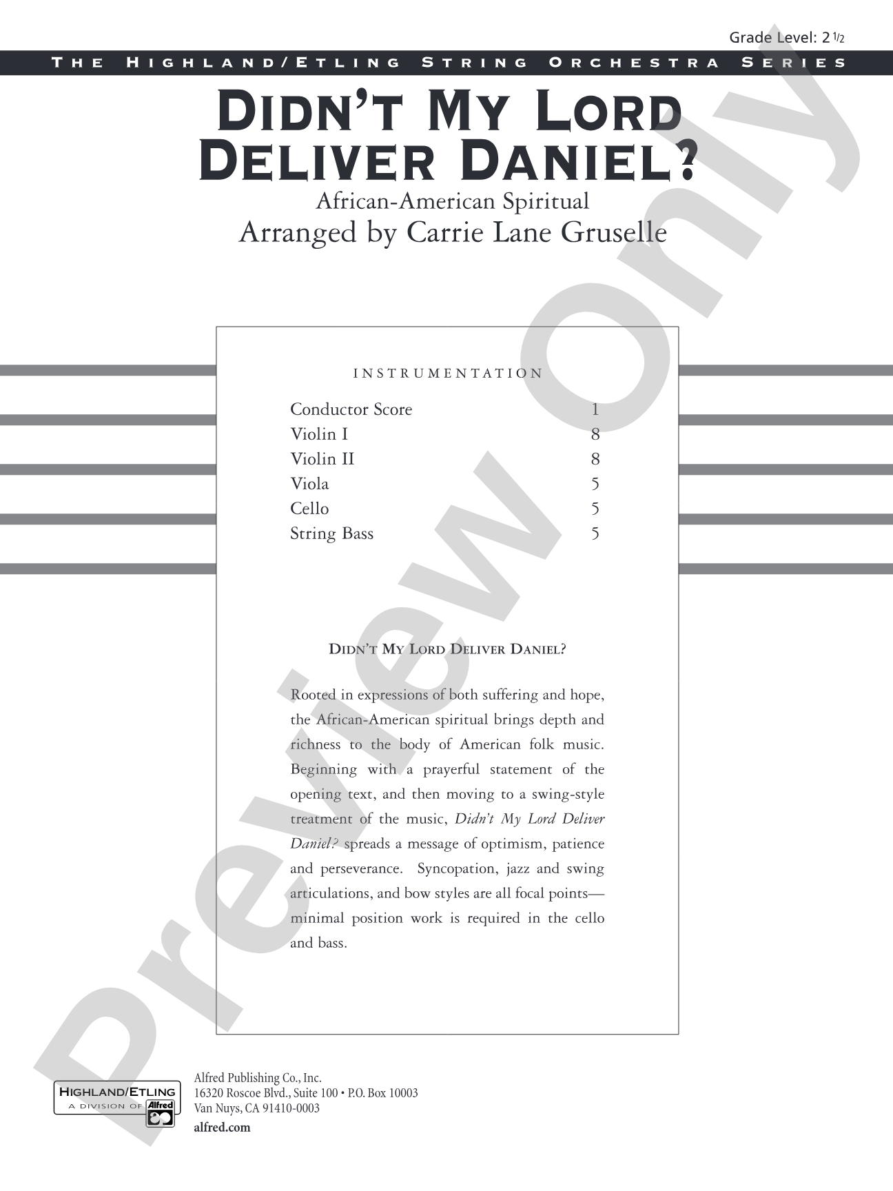 Didn't My Lord Deliver Daniel?: String Orchestra Conductor Score & Parts