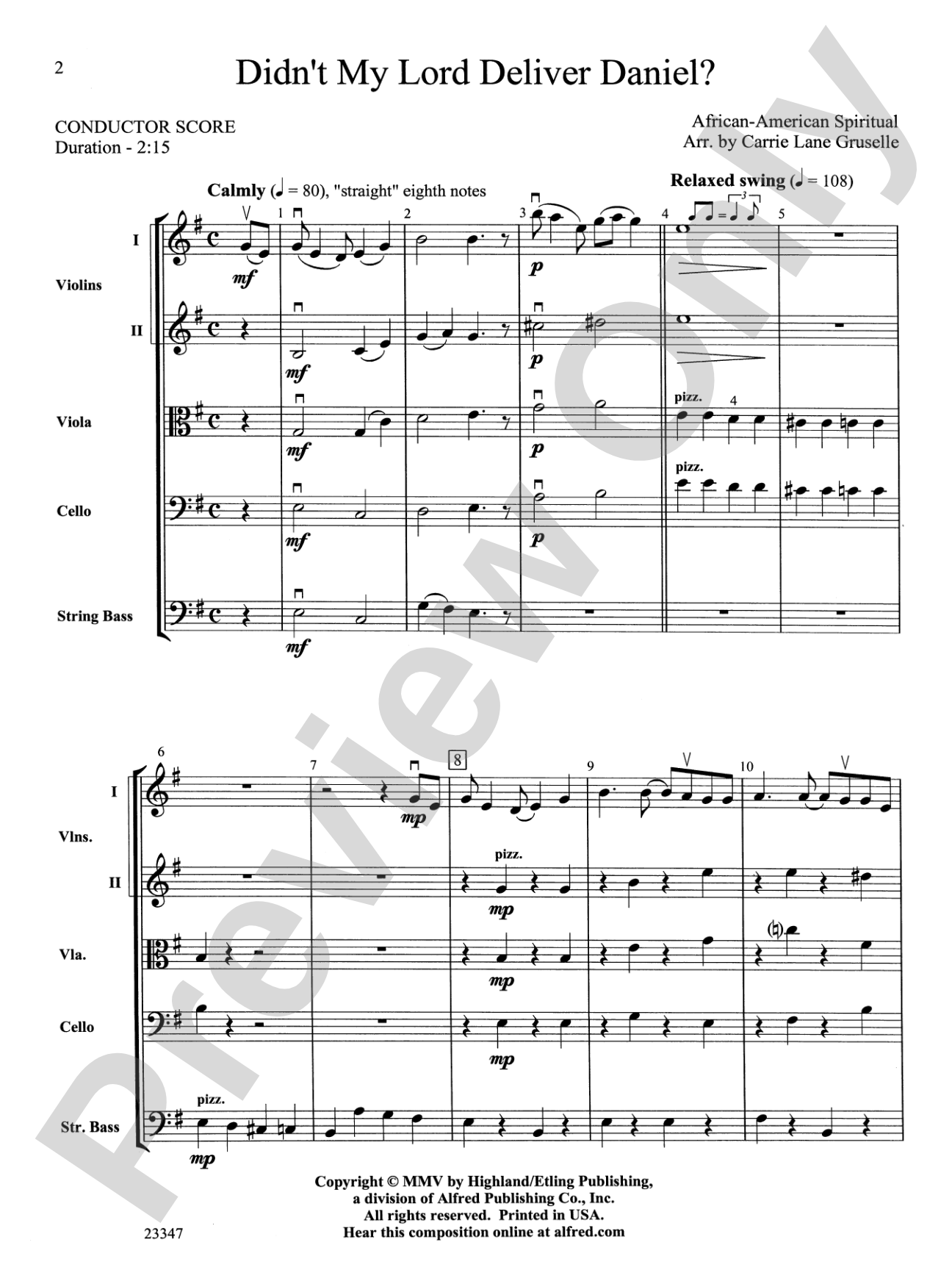 Didn't My Lord Deliver Daniel?: String Orchestra Conductor Score & Parts