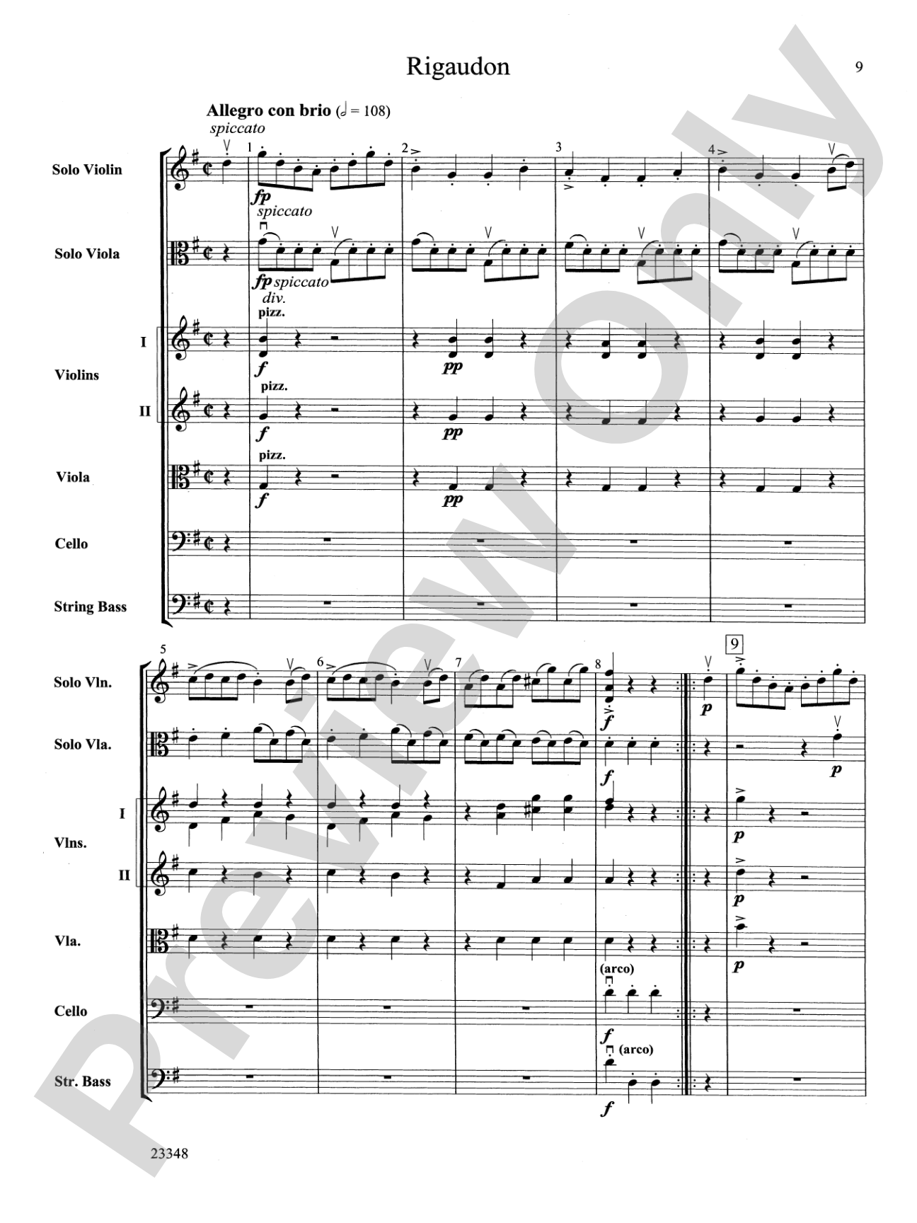 Air and Rigaudon: String Orchestra Conductor Score & Parts